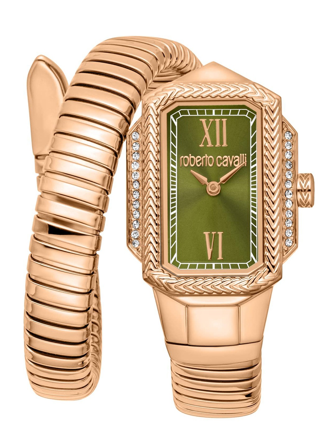 

Roberto Cavalli Women Embellished Dial & Stainless Steel Bracelet Style Straps Analogue Automatic Watch, Rose gold