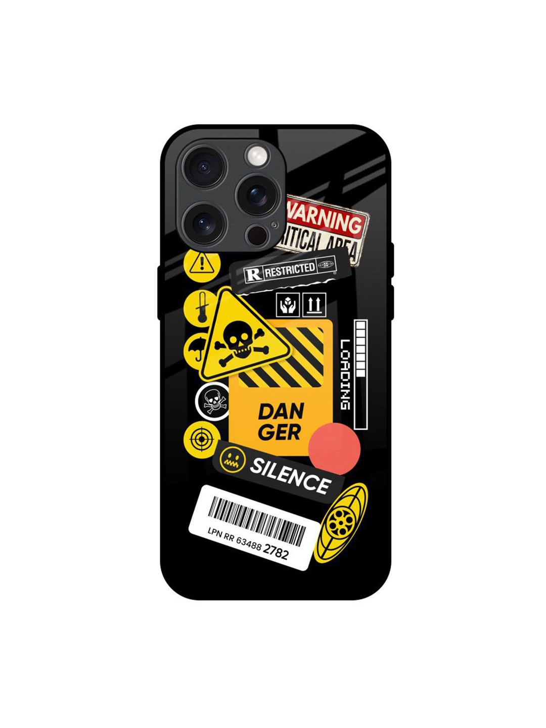 

QRIOH Danger Signs Printed iPhone 15 Pro Max Back Case, Black