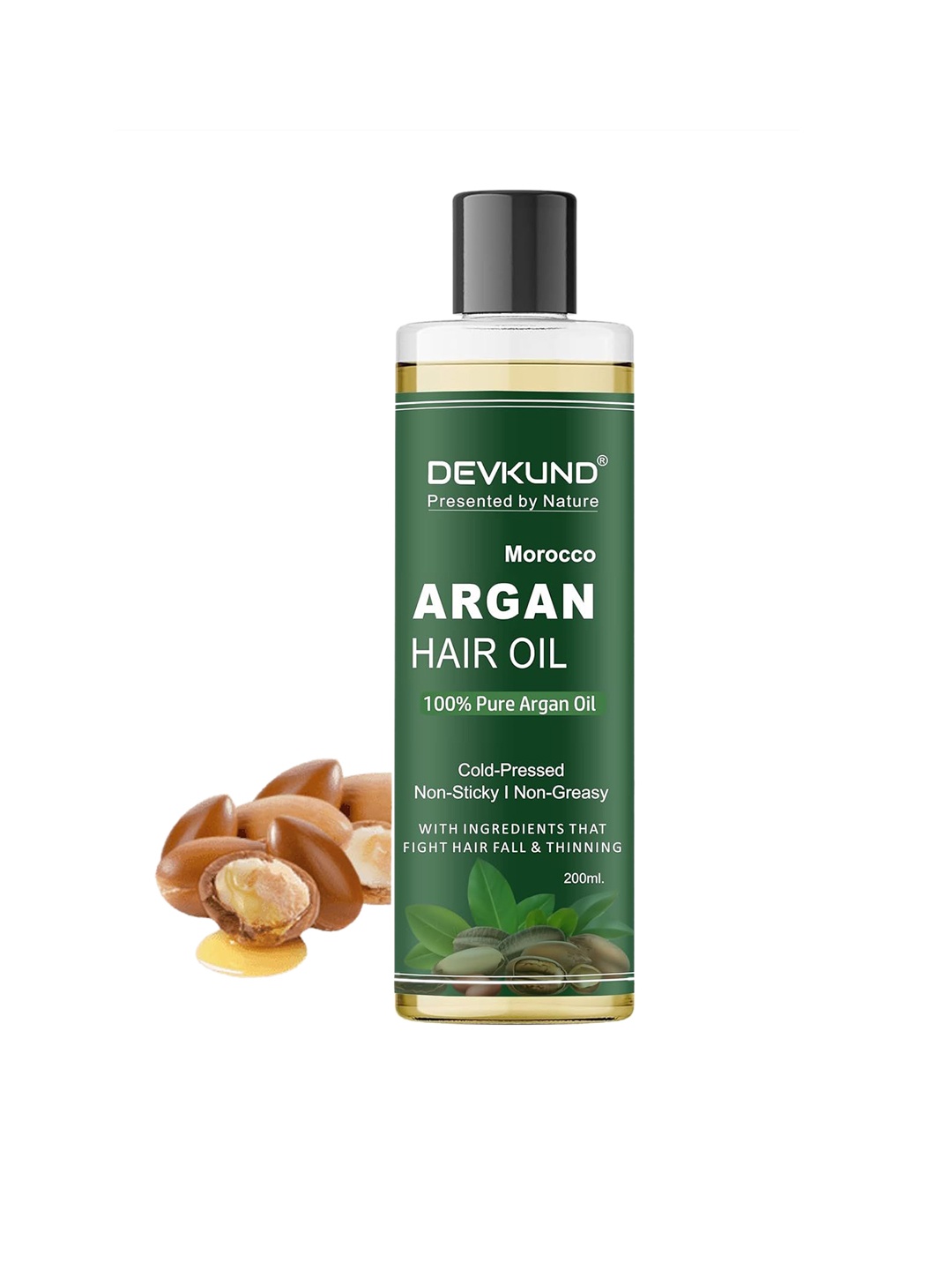 

DEVKUND Presented By Nature Pure Cold Pressed Moroccan Argan Oil - 200 ml, Yellow