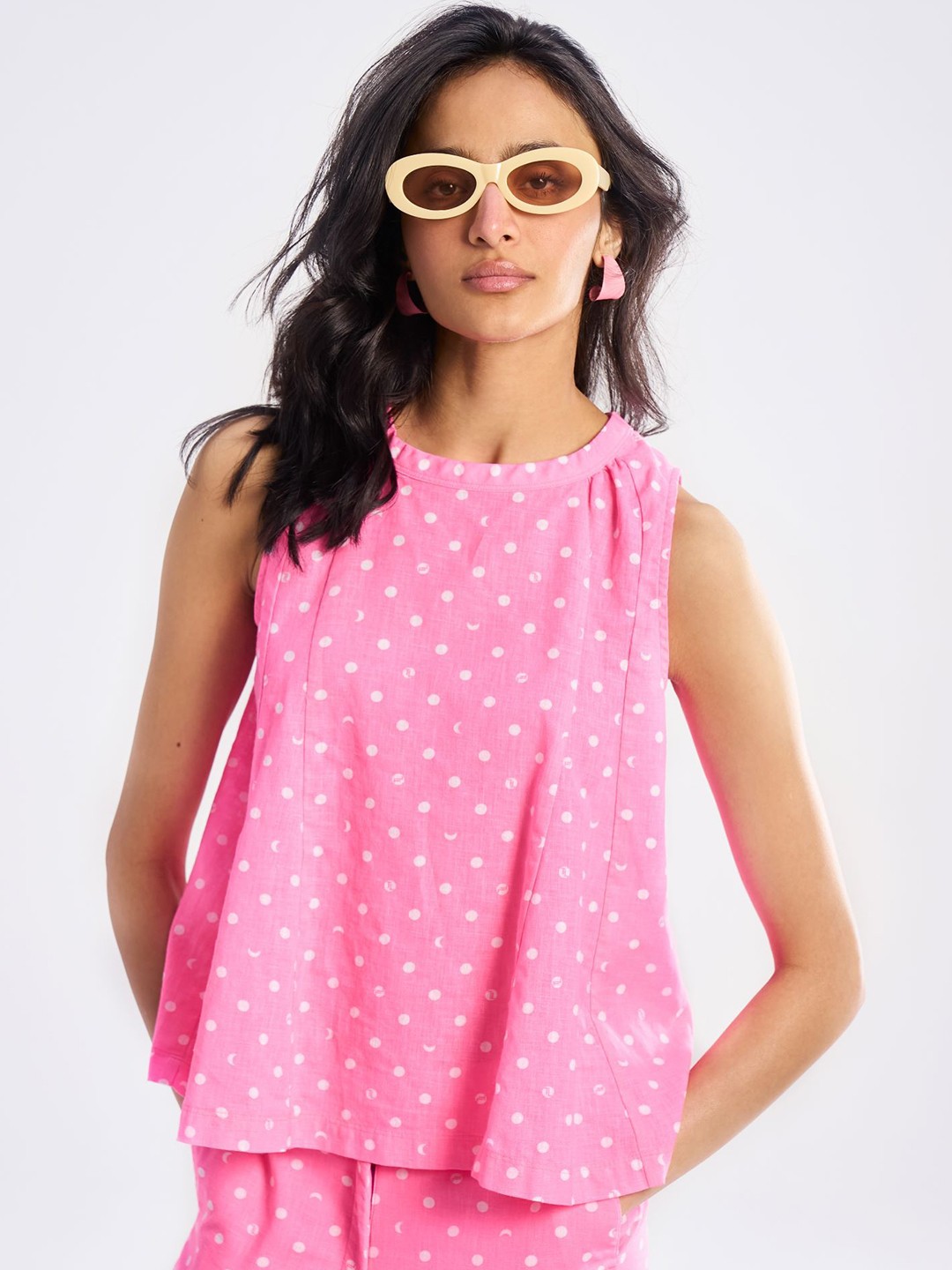 

Terra Luna Print Cotton Styled Back Top, Multi