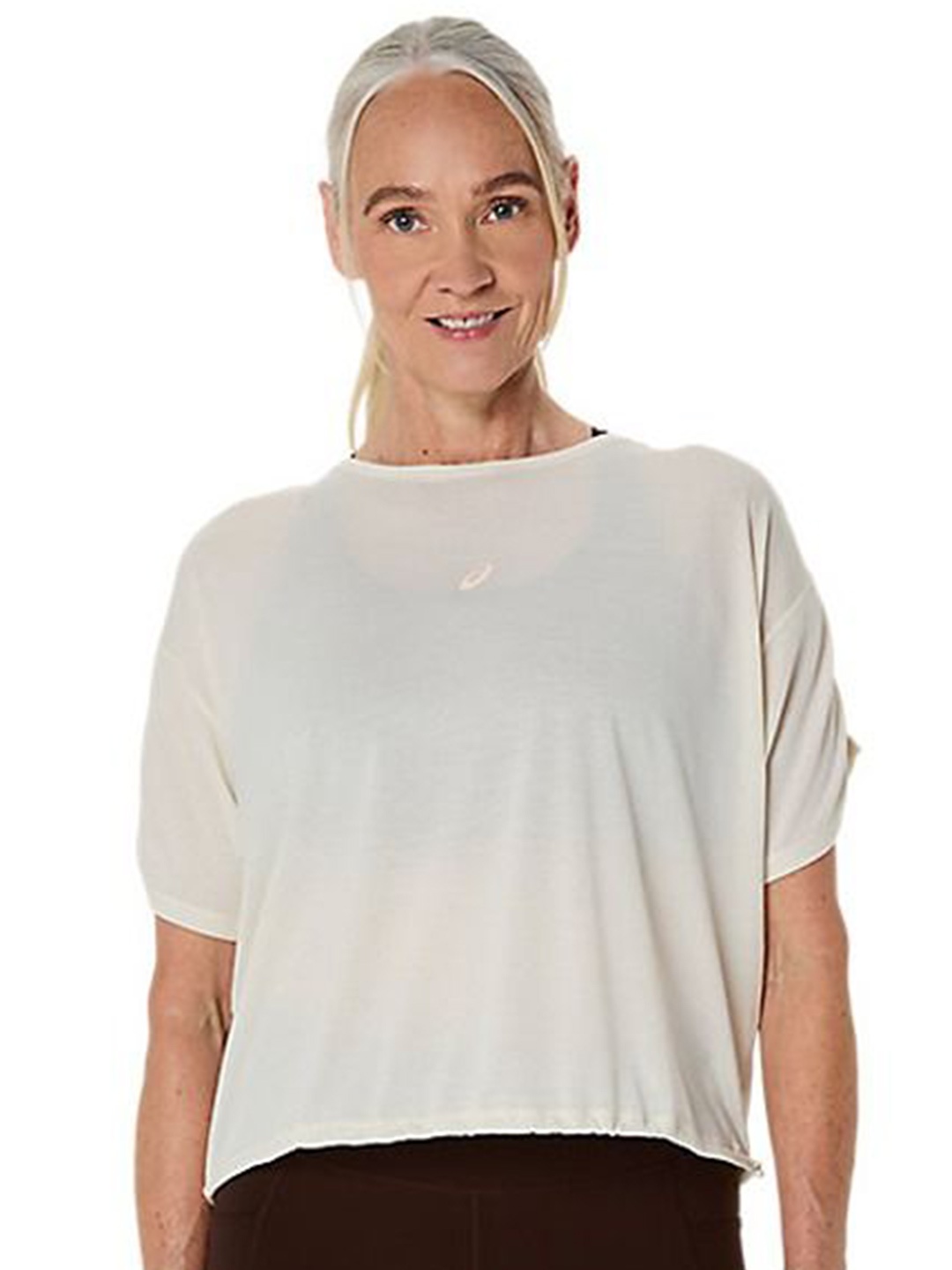 

ASICS Women Solid Round Neck Relaxed Fit T-shirt, White