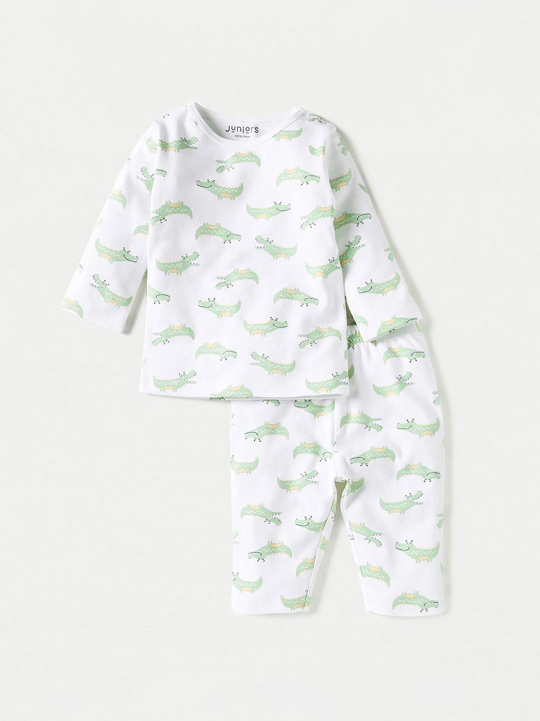 

Juniors by Babyshop Boys Animal Printed Pure Cotton T-shirt With Pyjama, White