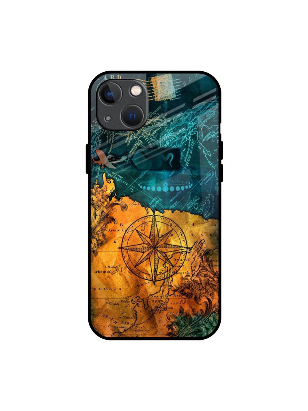 

QRIOH Architecture Map Real Printed iPhone 13 Back Case, Yellow