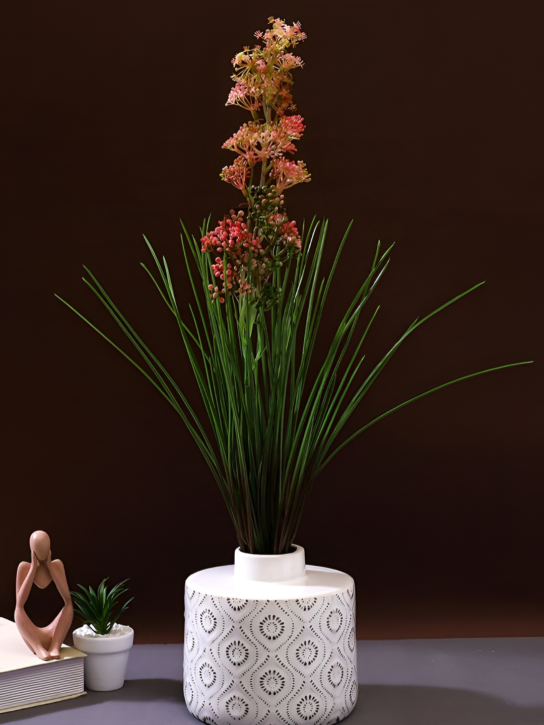 

TAYHAA Pink & Green 2 Pieces Rustic Blush Millet Grass Artificial Flower