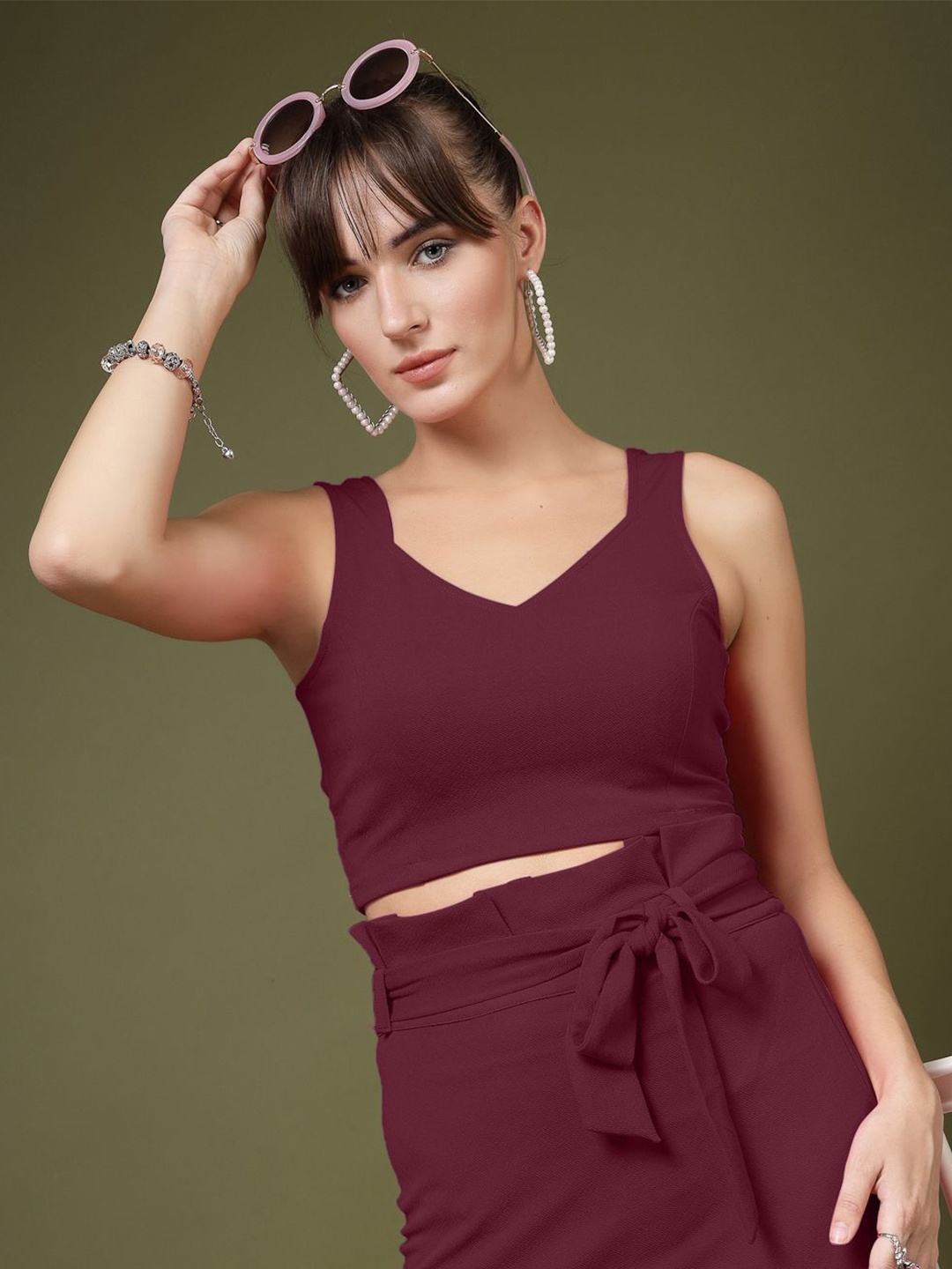 

DressBerry Sweetheart Neck Crop Top, Purple