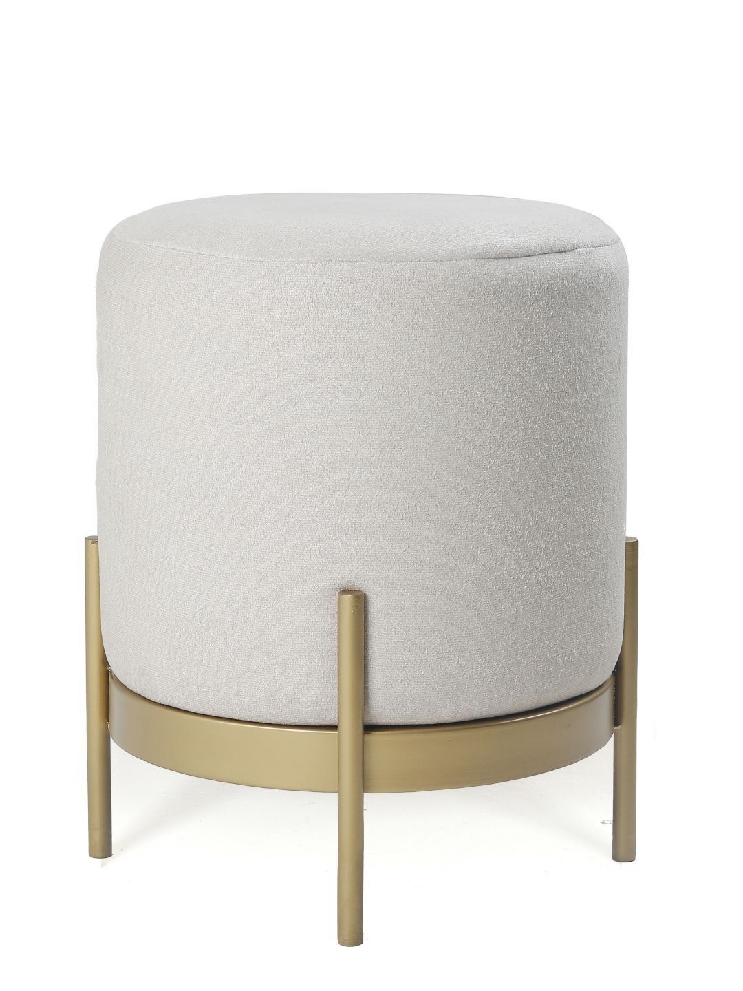 

Blck Homes Off-White And Gold-Toned Austin Pouffe Cylindrical Ottoman