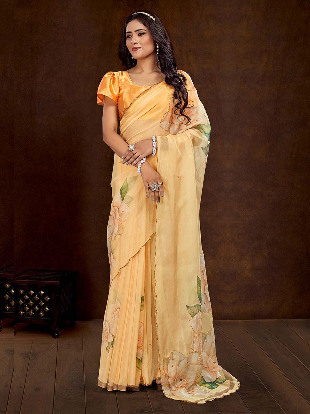 

Anouk Floral Organza Saree, Yellow