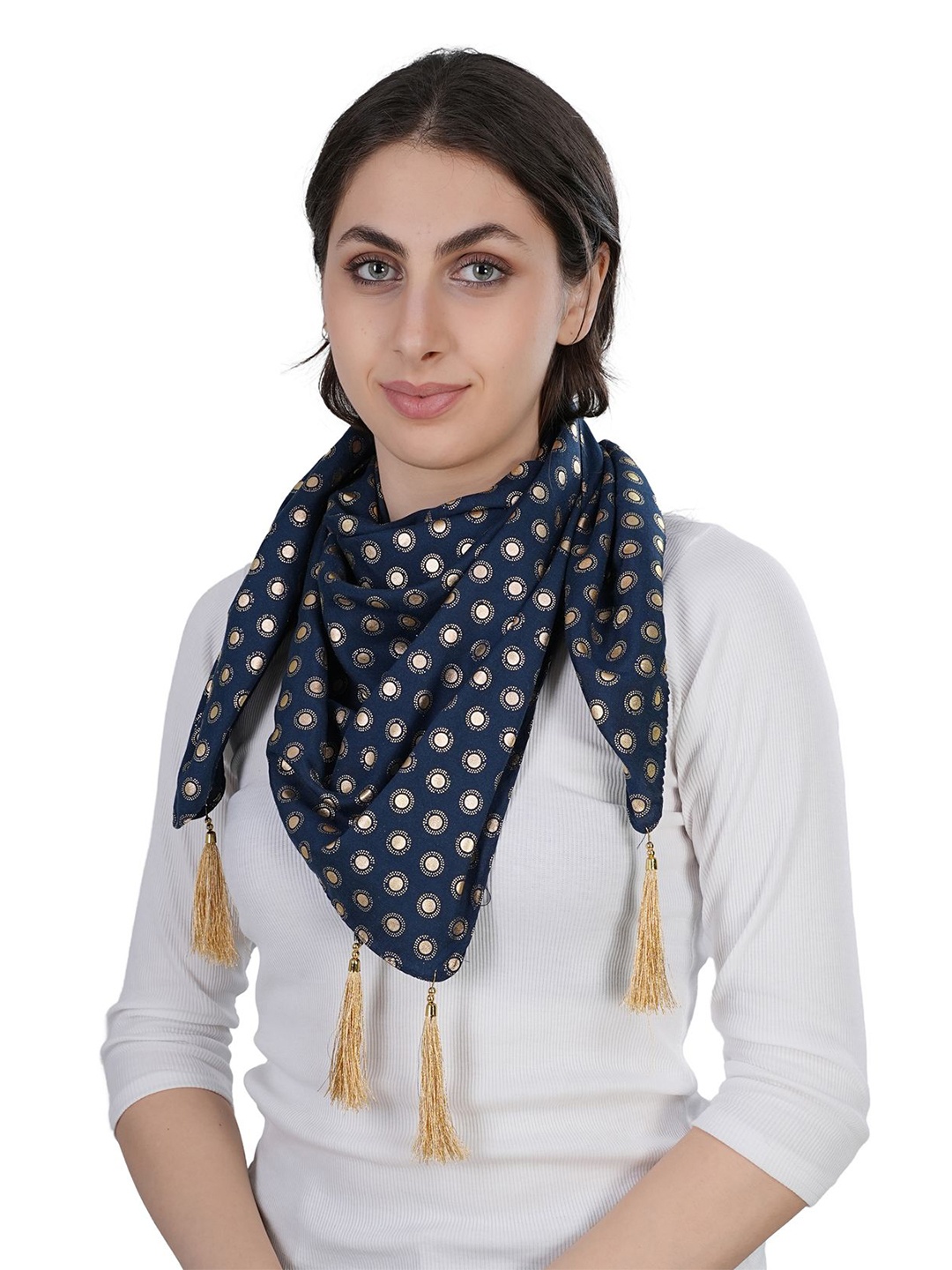 

TEEMOODS Women Printed Scarf, Navy blue