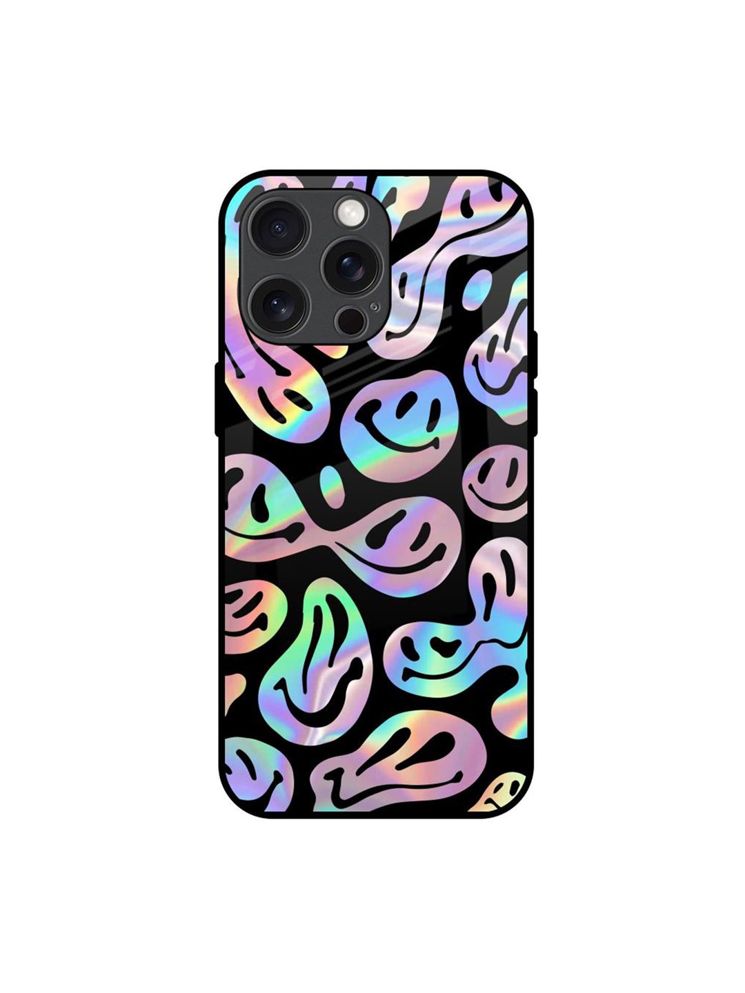 

QRIOH Acid Smile Printed iPhone 15 Pro Max Back Case, Black