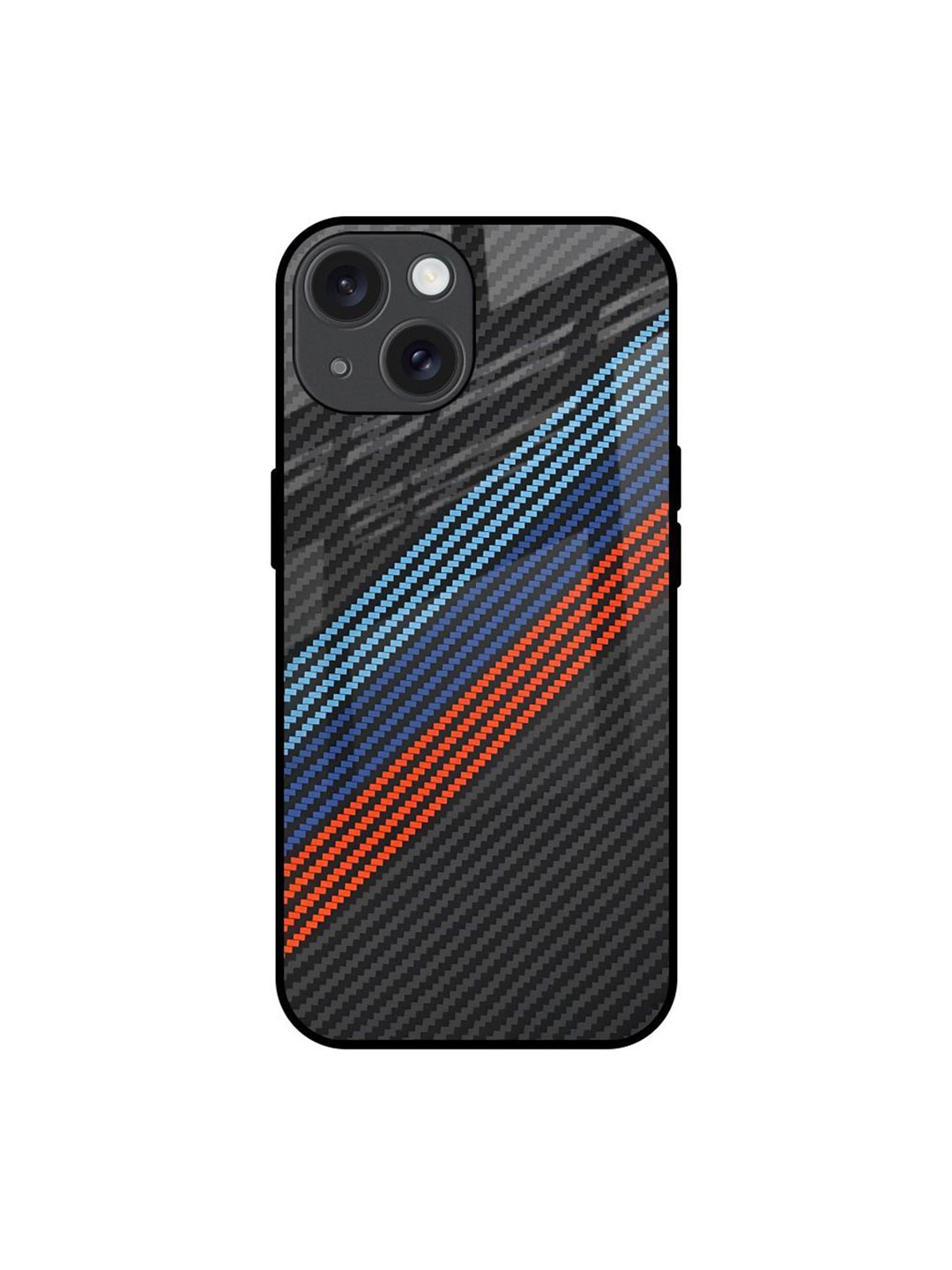 

QRIOH Carbon Inspired Printed iPhone 15 Back Case, Black