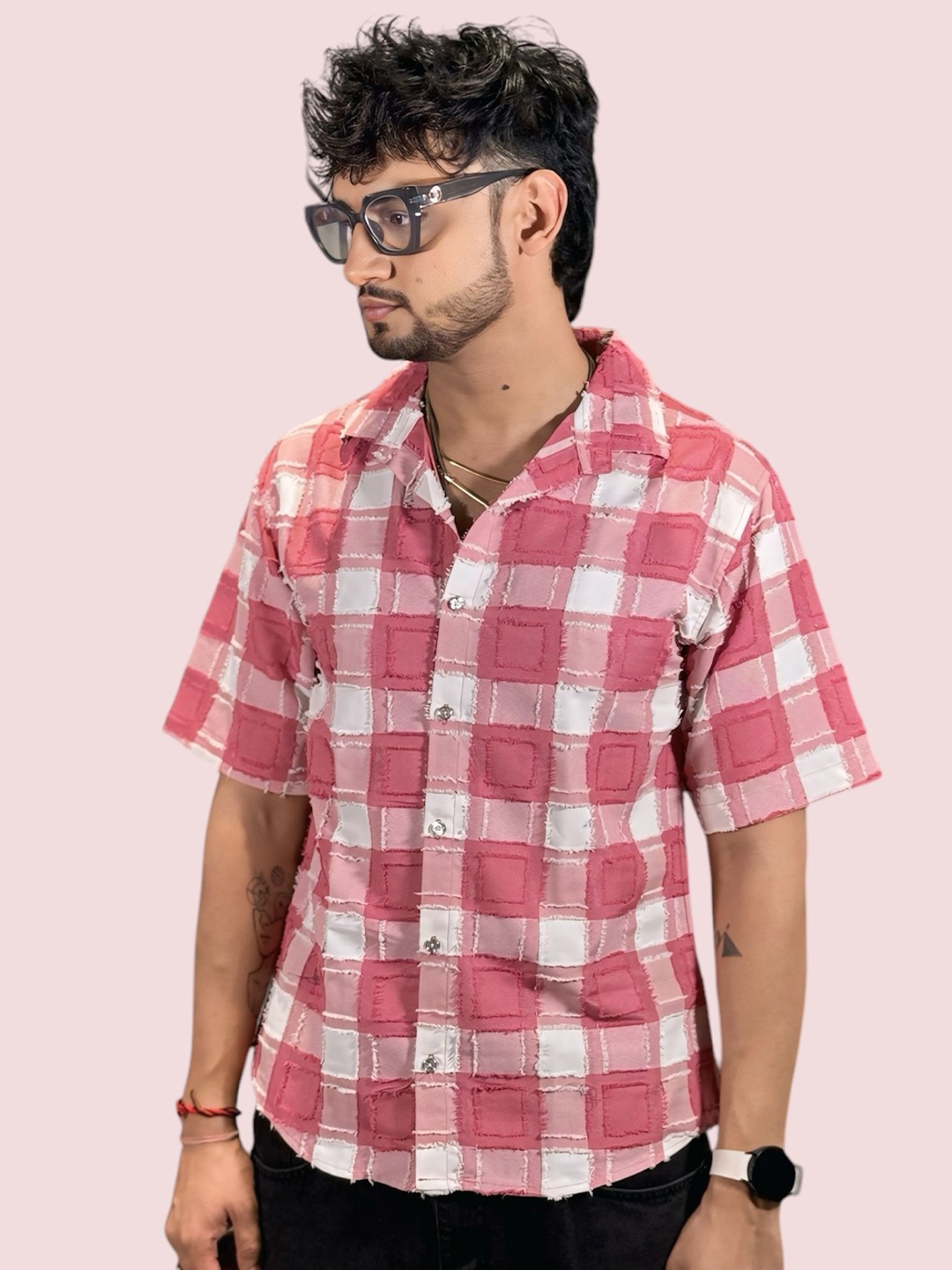 

Moda Rapido Women Comfort Gingham Checks Opaque Checked Casual Shirt, Pink