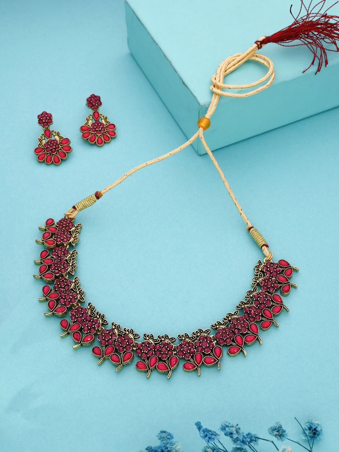 

Lyriss Gold-Plated American Diamond Studded Jewellery Set