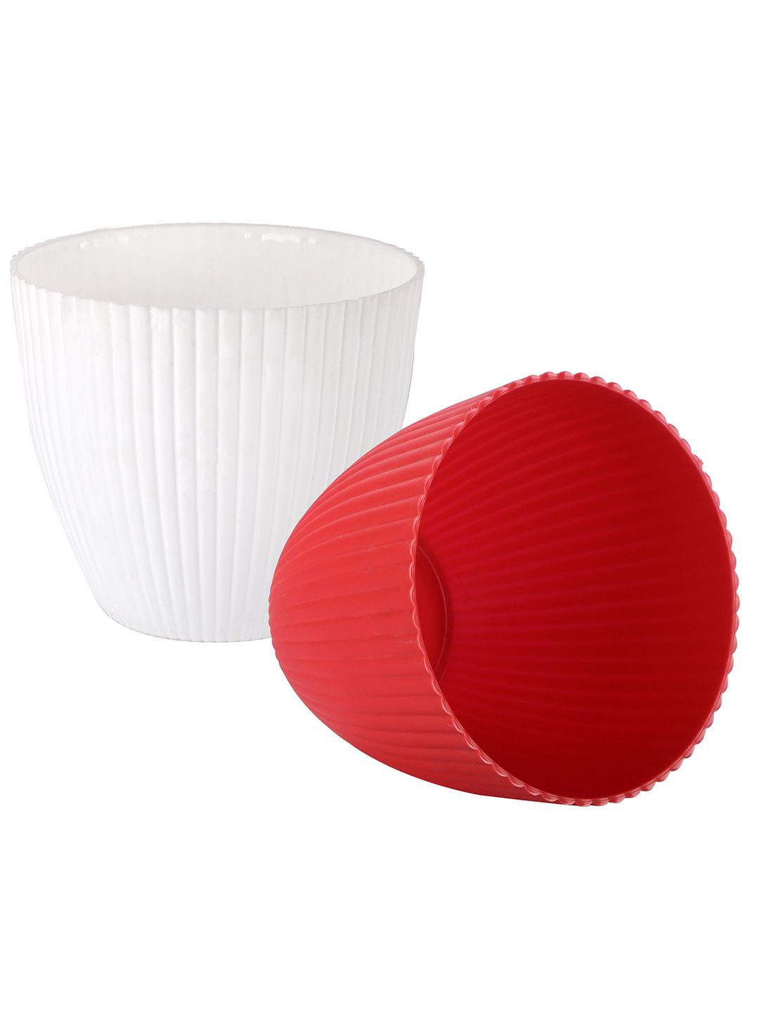 

Kuber Industries Red & White 2 Pieces Textured Durable Planters