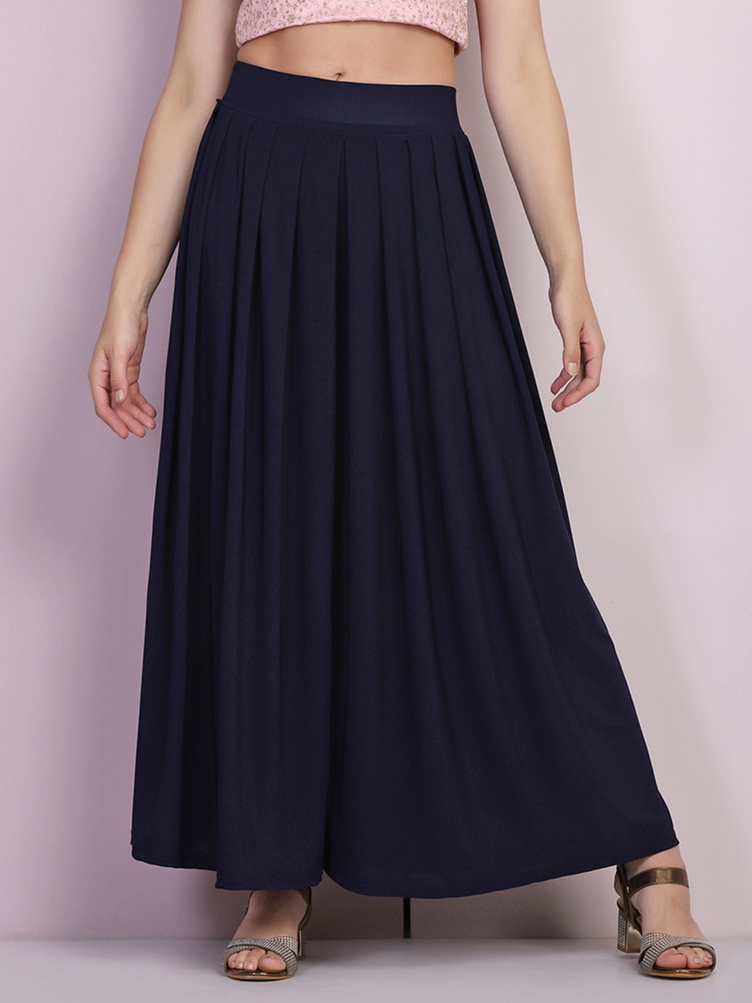 

DIMPY GARMENTS Women Flared Palazzos, Navy blue