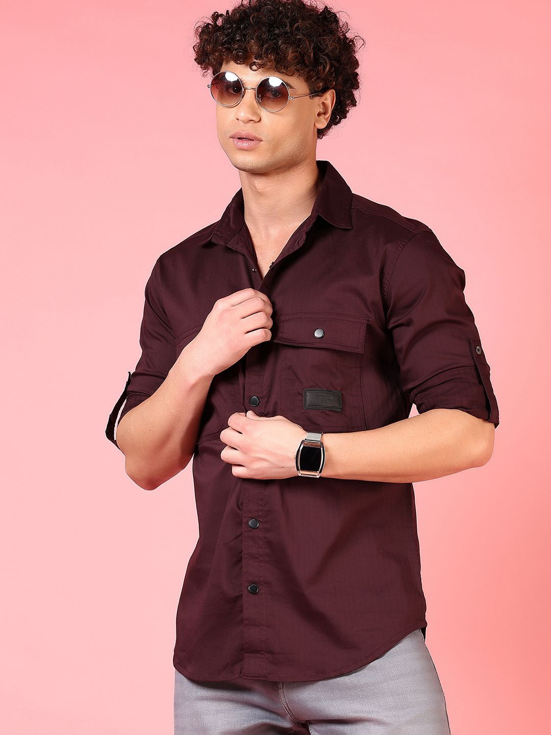 

V-Mart Men Opaque Casual Shirt, Maroon