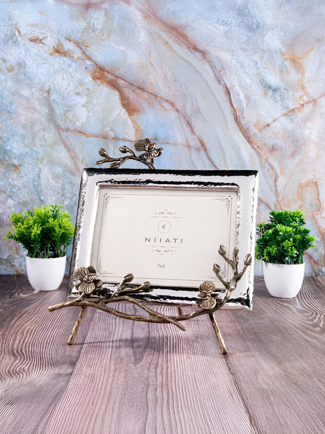 

giBOX Silver-Toned & Brown 1 Pieces Metal Table Photo Frames