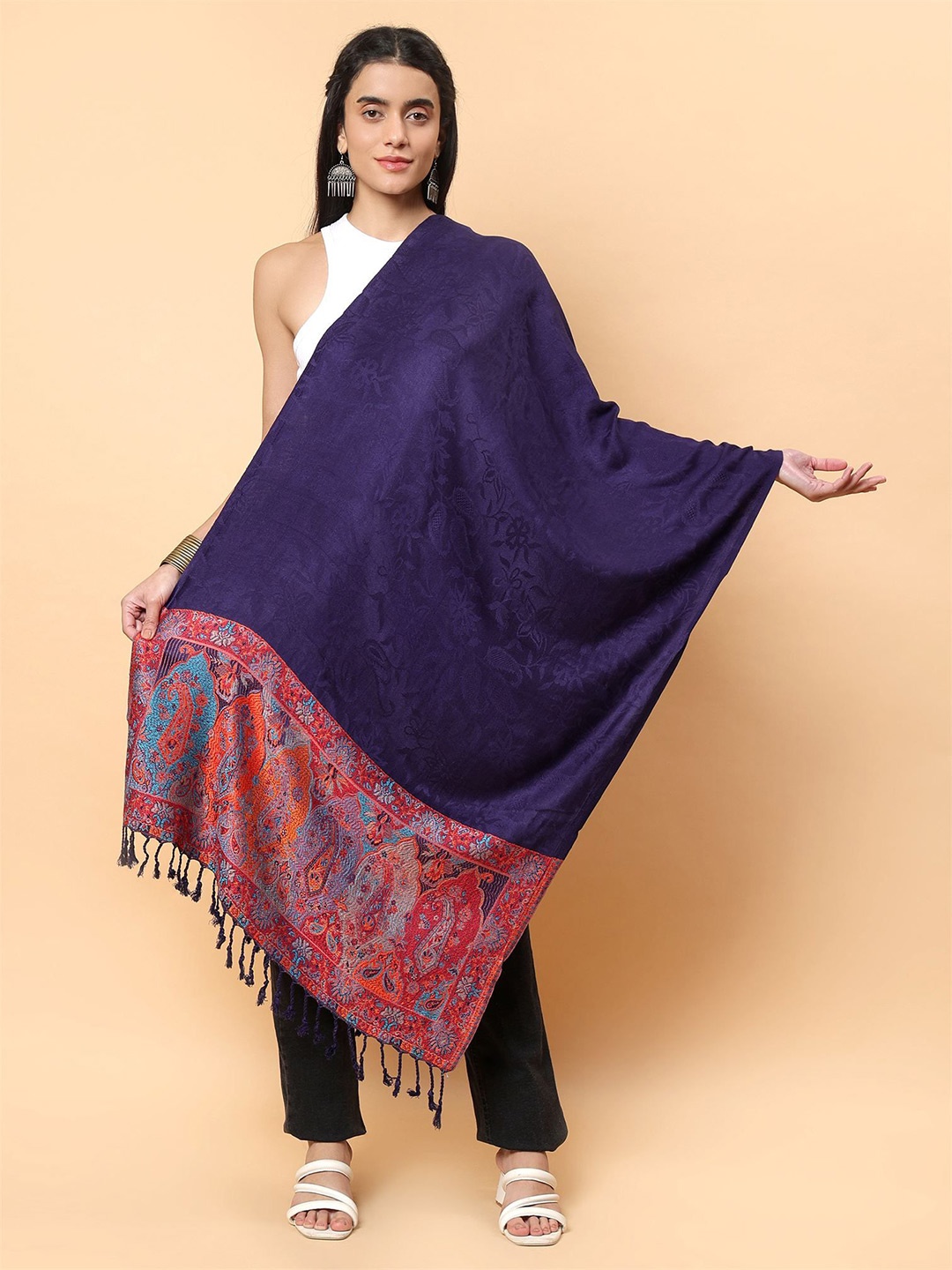 

Moda Chales Women Woven Design Stole, Blue