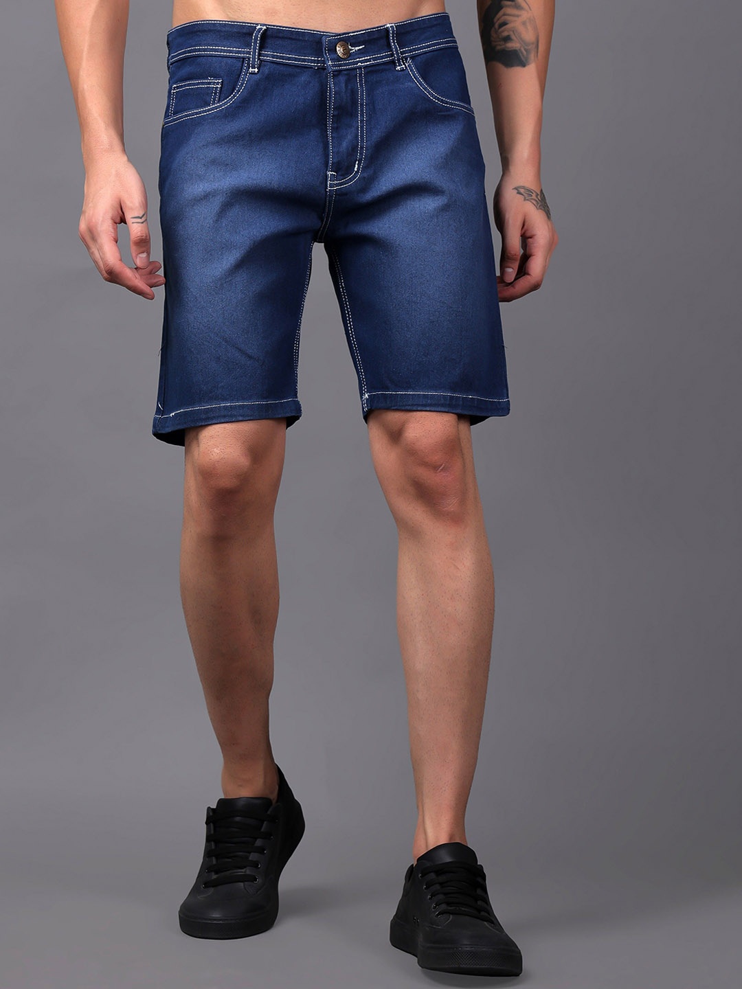 

ZAYSH Men Regular Fit Denim Shorts, Navy blue