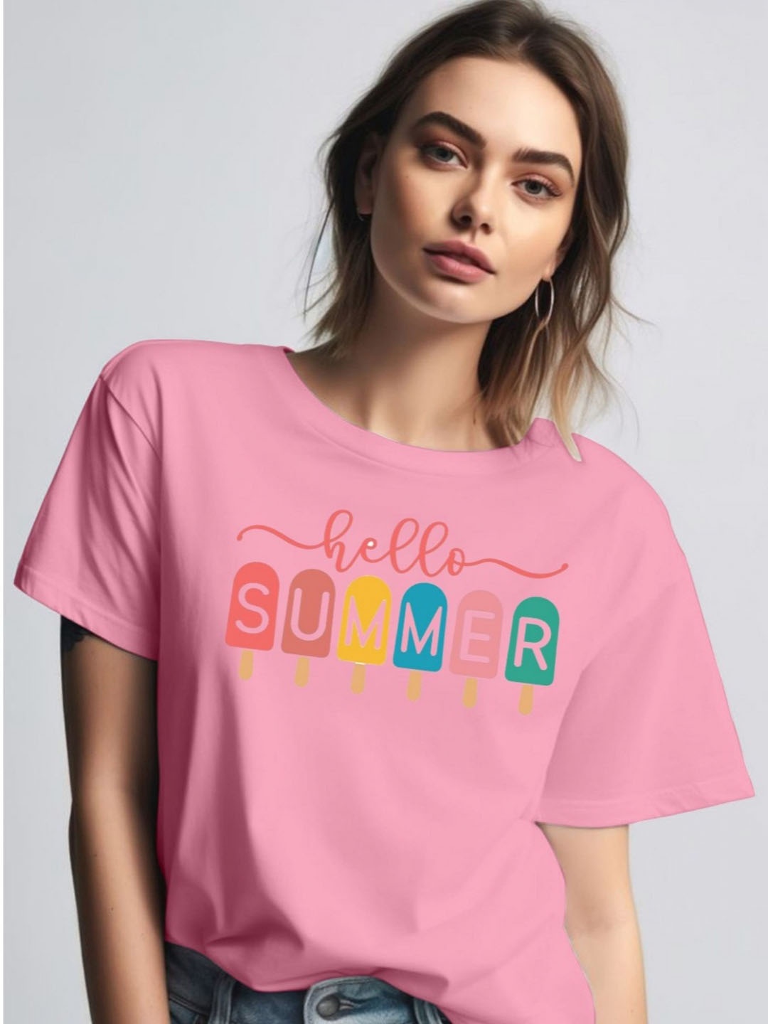 

Moda Rapido Women Printed Round Neck Tshirt, Pink