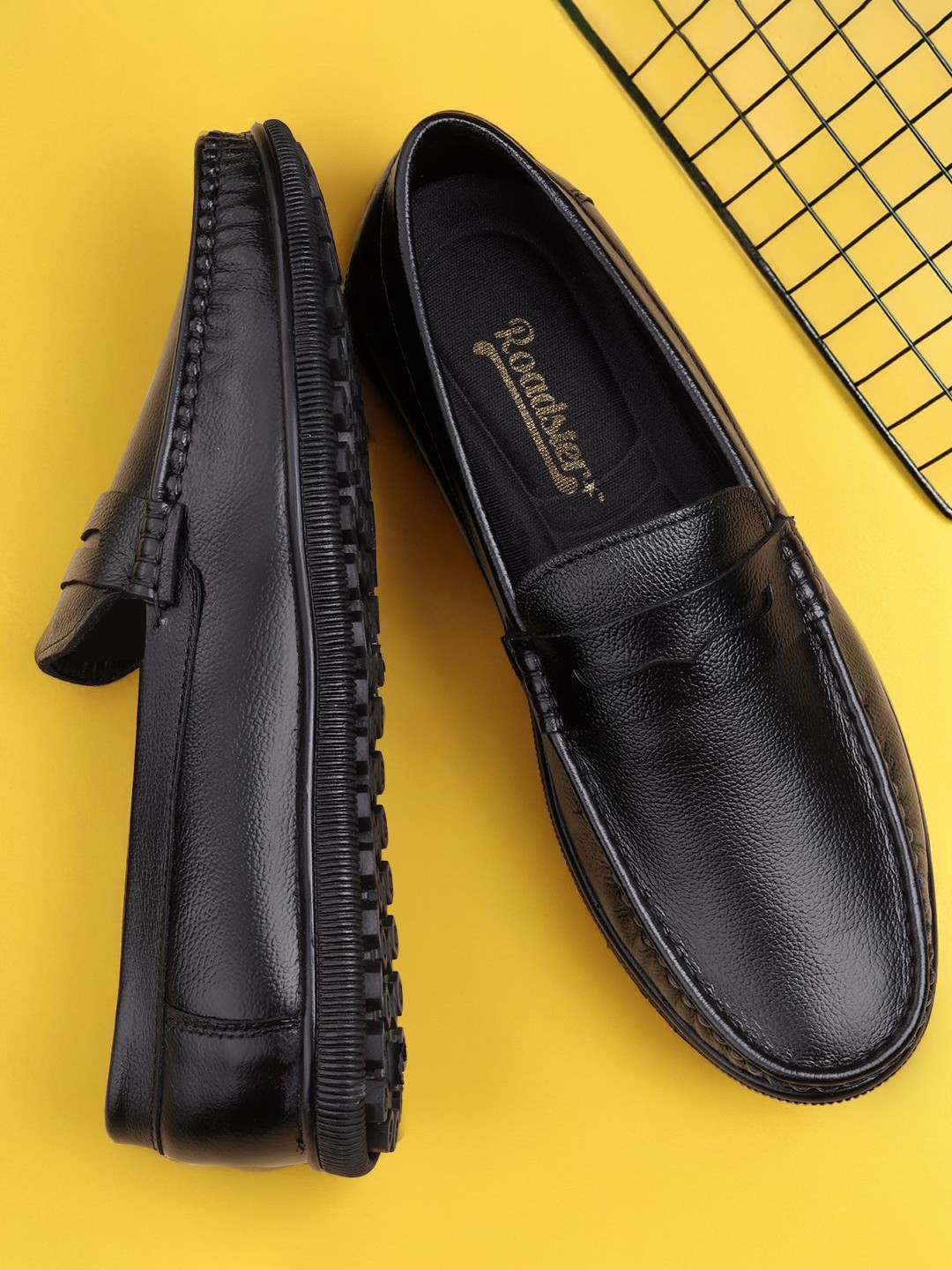 

The Roadster Lifestyle Co Men Leather Formal Loafers, Black