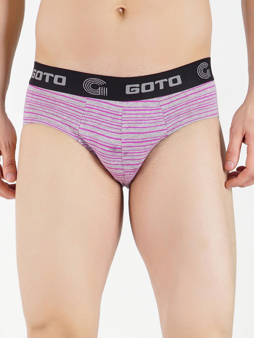 

GOTO Striped Hipster Briefs, Purple