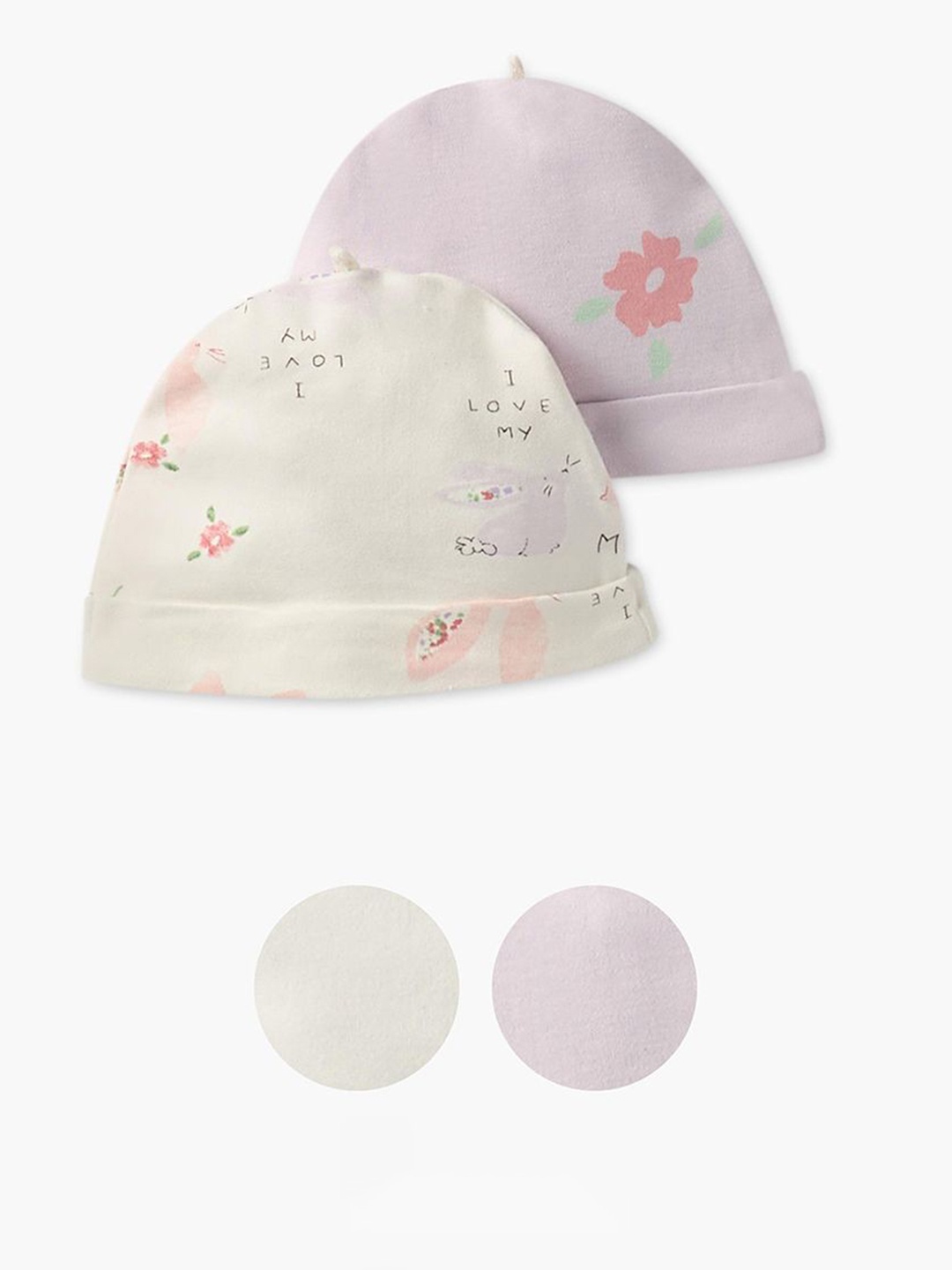 

Juniors by Babyshop Girls Pack Of 2 Printed Cotton Beanie, Pink