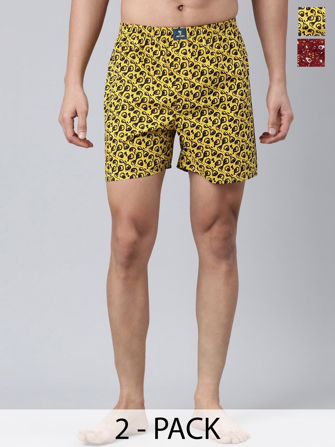 

Joven Pack Of 2 Printed Pure Cotton Boxers JB2P-WGYE, Maroon