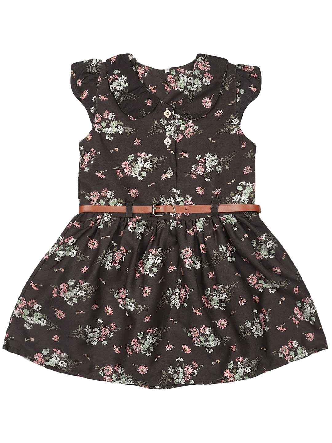 

Miss & Chief Girls Floral Printed Cotton Fit and Flare Cotton Dress, Black