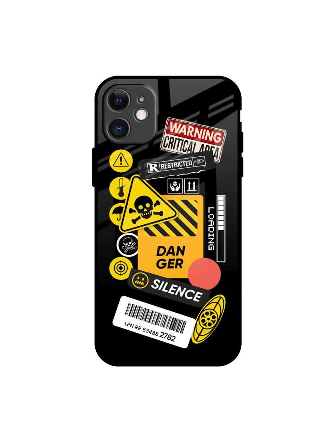 

QRIOH Danger Signs Printed iPhone 11 Back Case, Black