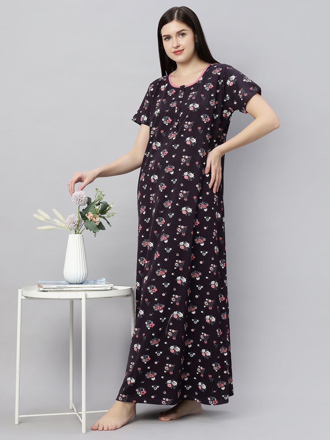 

QUIRA Printed Maxi Nightdress, Violet