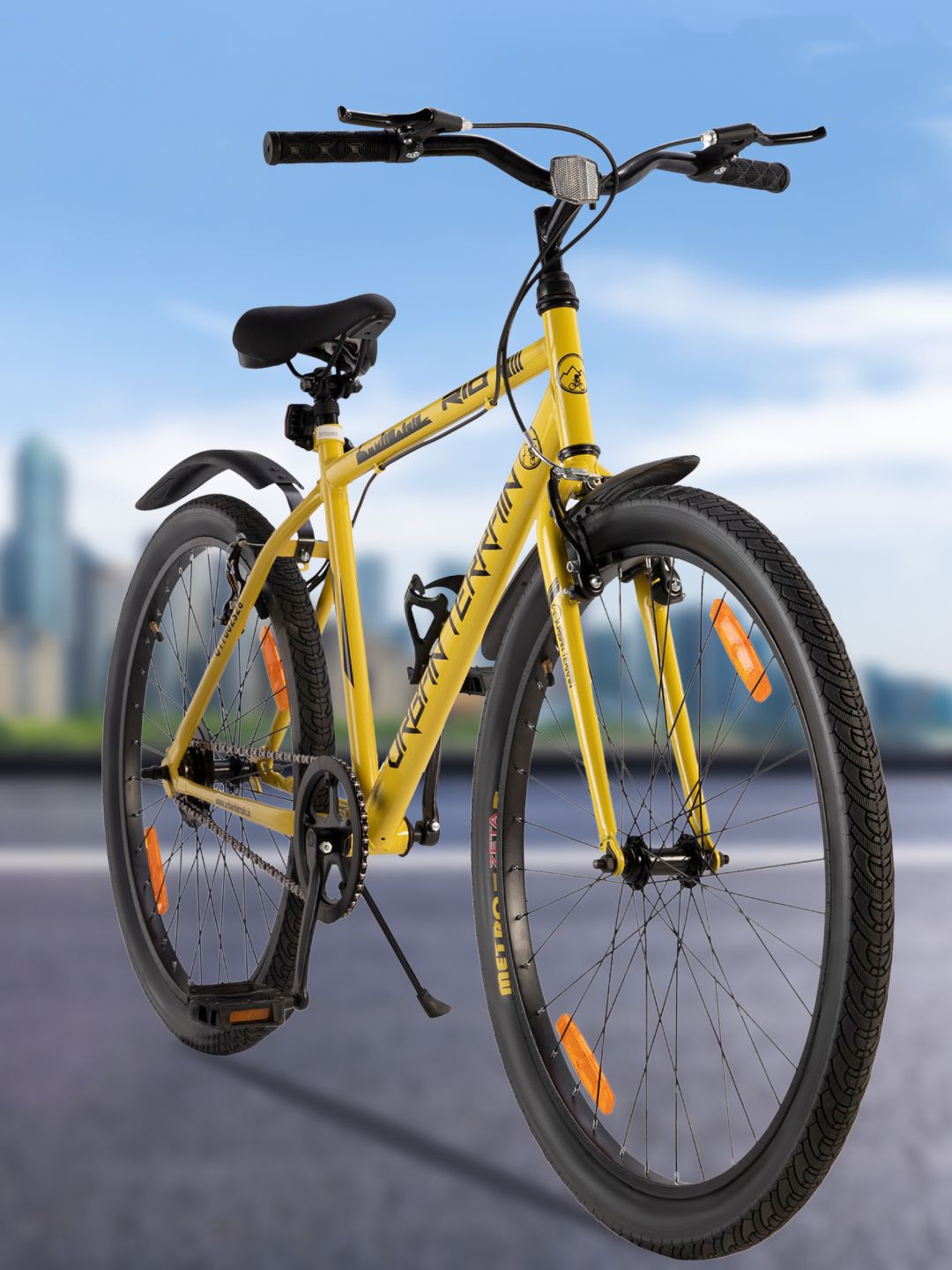 

URBAN TERRAIN UT7002S26 Steel 26 inch Single Speed Mountain Bike, Yellow