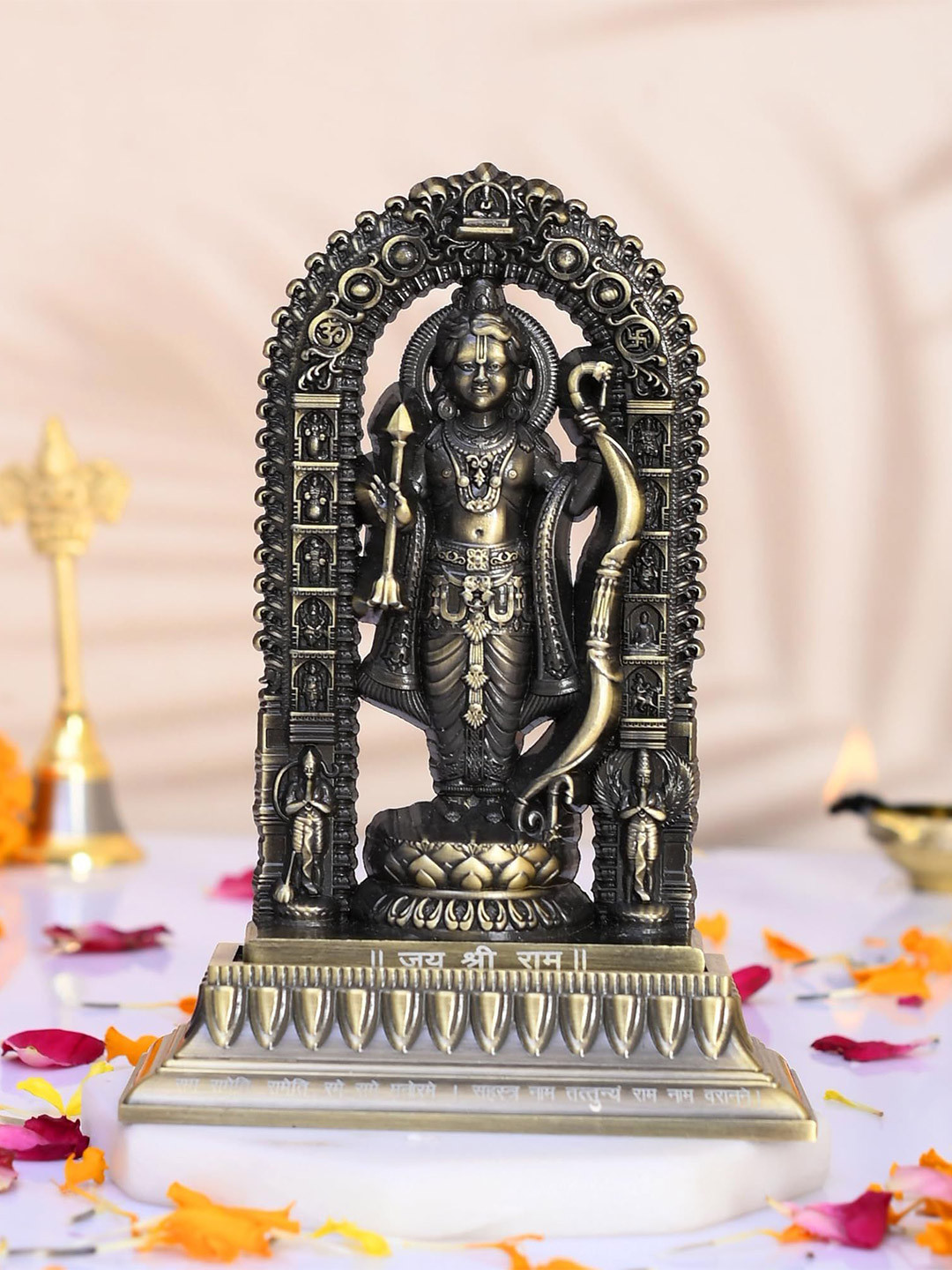 

CRAFTAM Black and Gold-Toned Shree Ram Lalla Murti Metal Religious Idol Showpiece