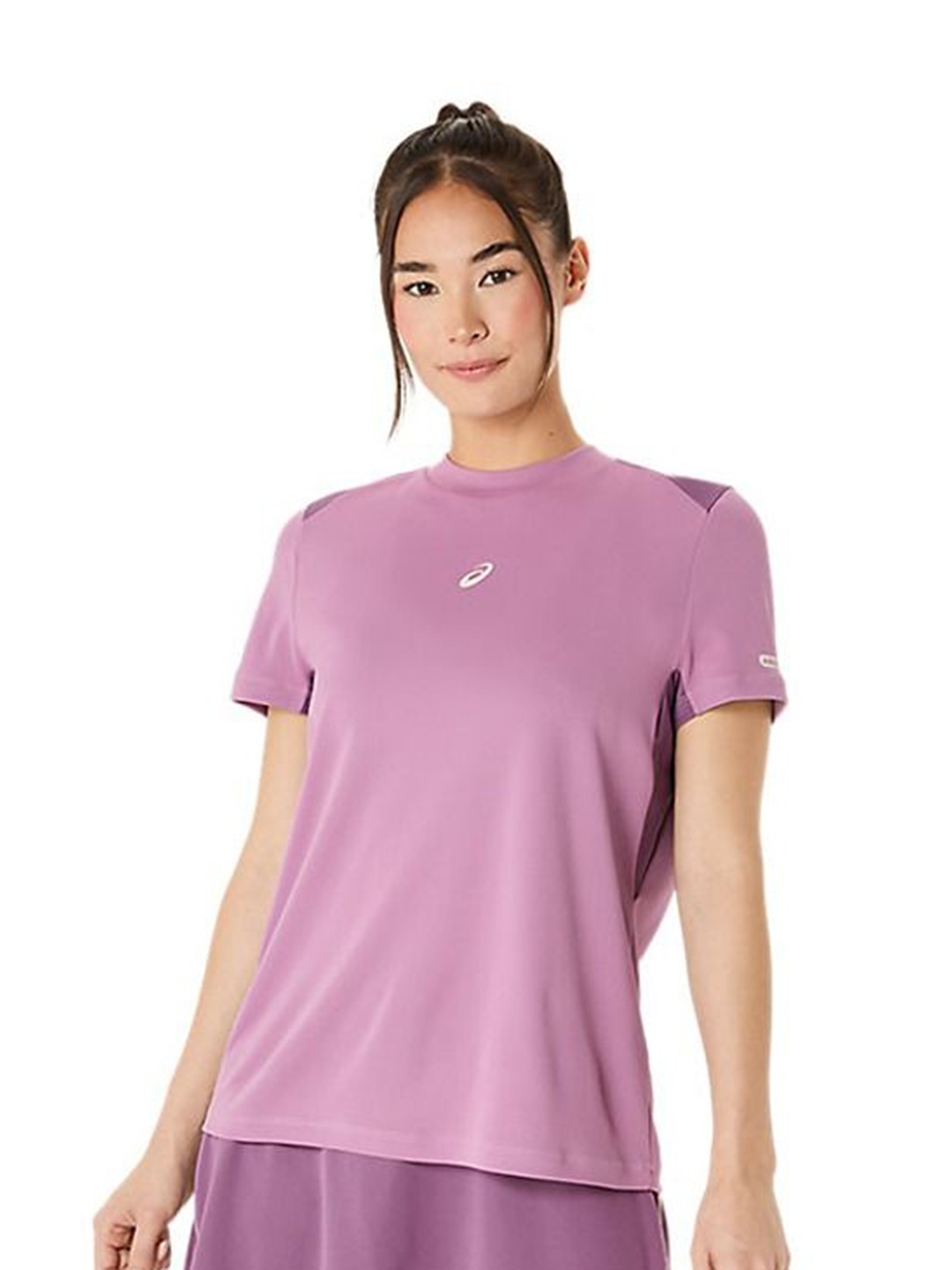

ASICS Women Solid Round Neck T-shirt, Lavender