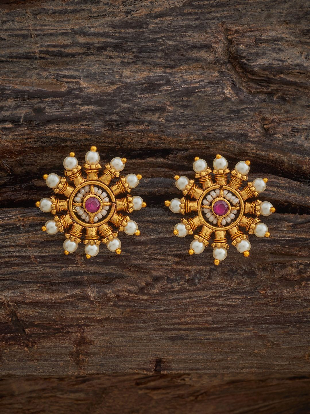 

Kushal's Fashion Jewellery Geometric Studs Earrings, Red