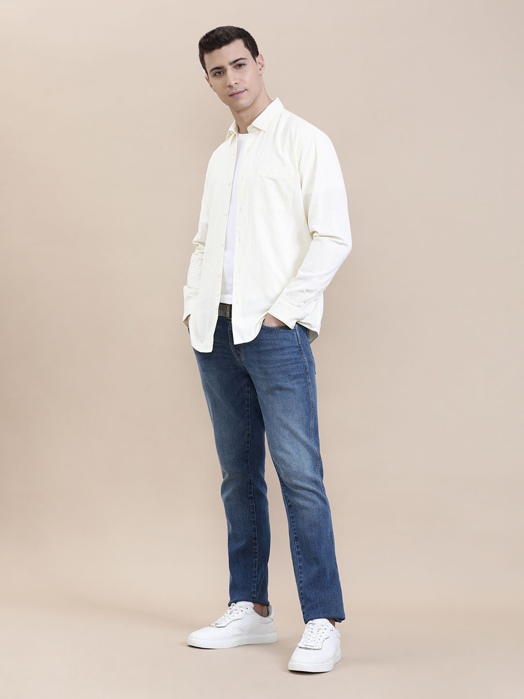 

Crocodile Men Crinkle Textured Pin Stripe Shirt, Yellow
