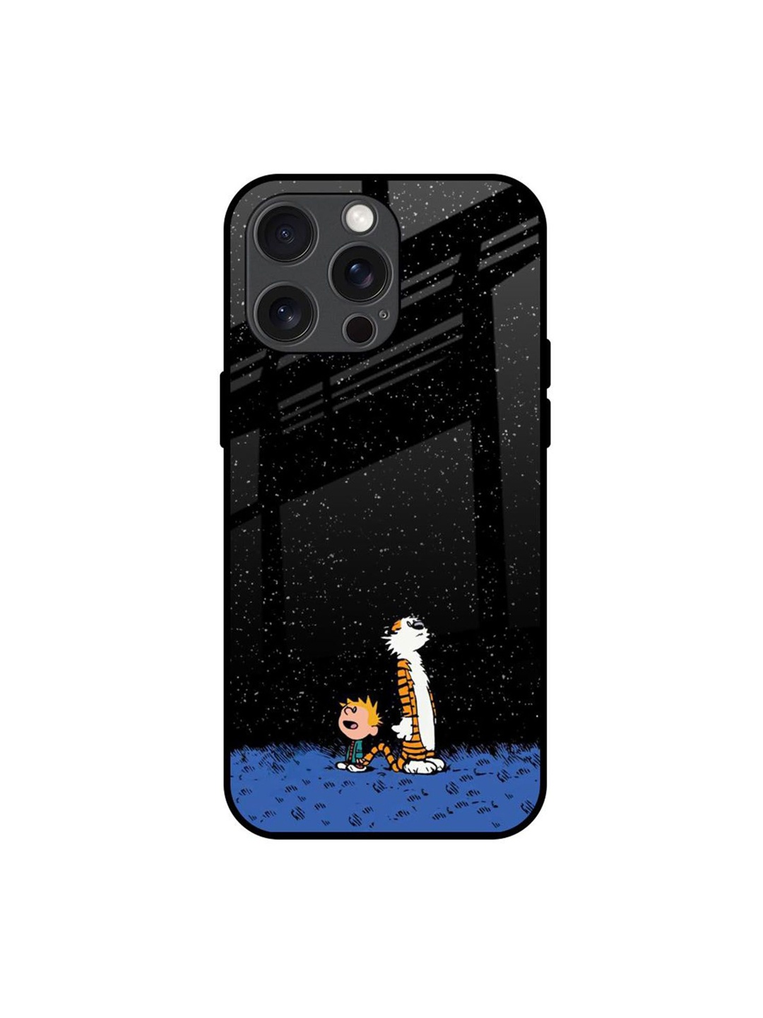 

QRIOH Night Sky Star Real Printed iPhone 15 Pro Max Back Case, Black