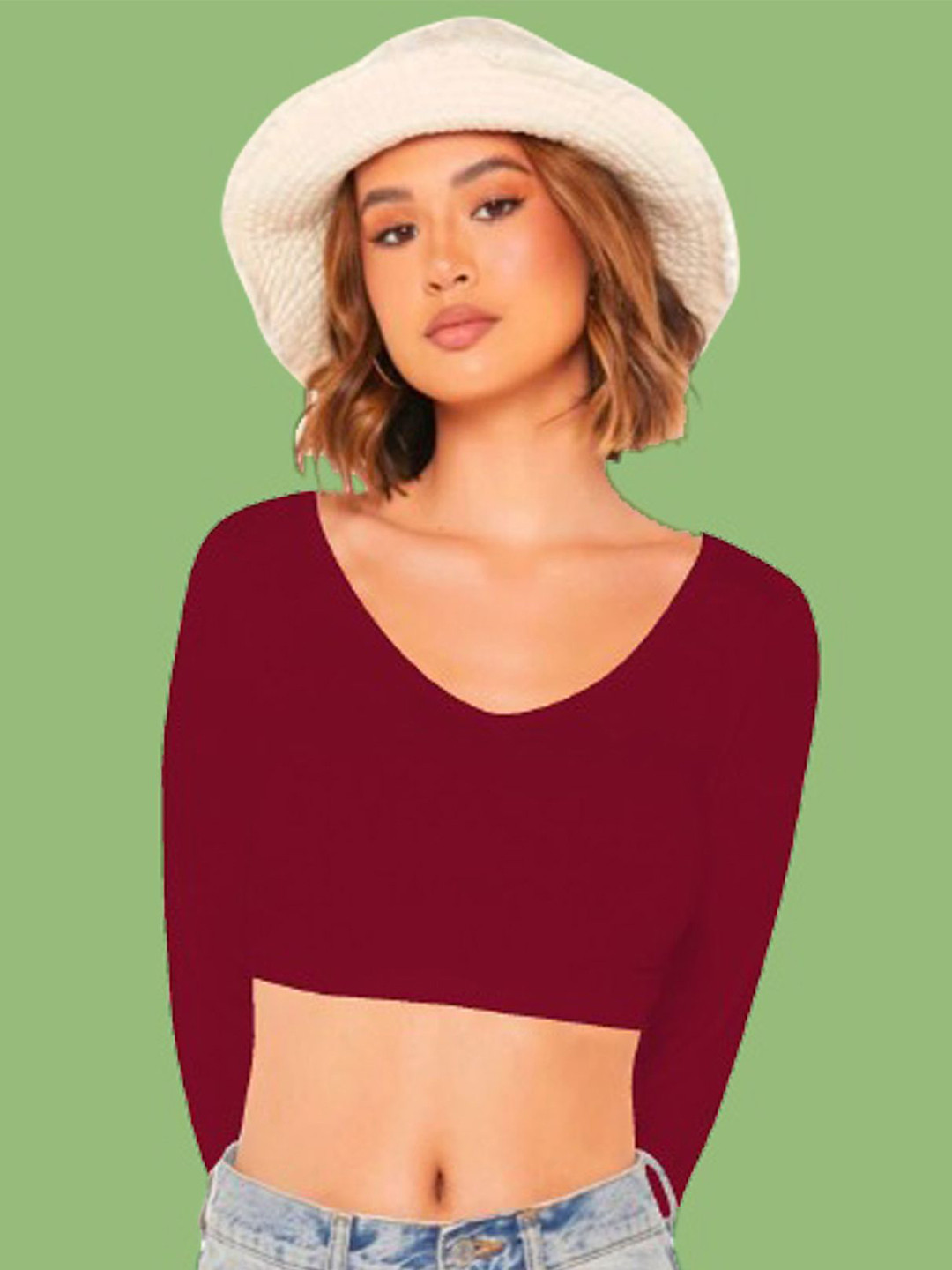 

Dream Beauty Fashion Women Fitted Crop Top, Maroon