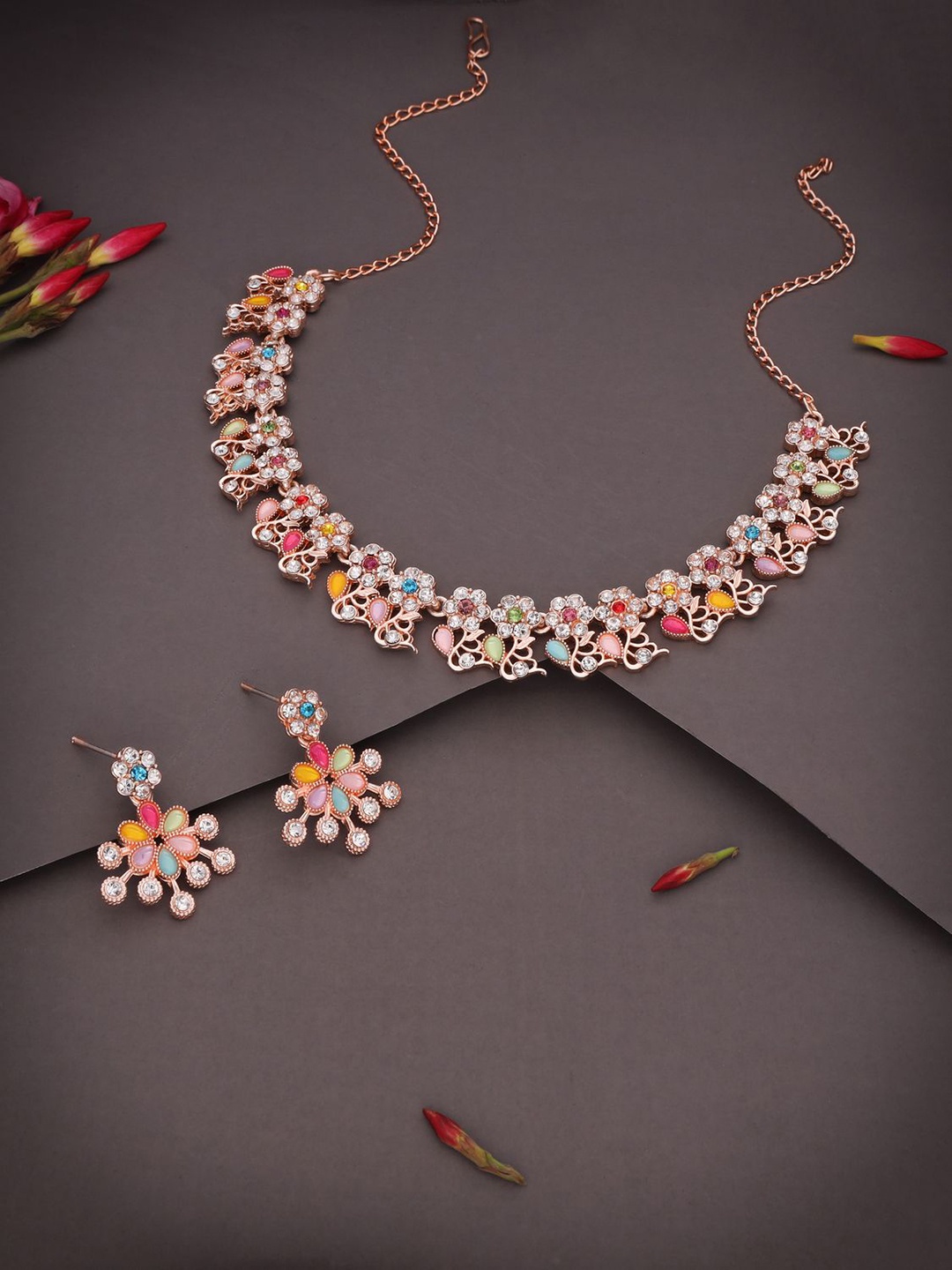 

Lyriss Gold-Plated American Diamond Studded Jewellery Set