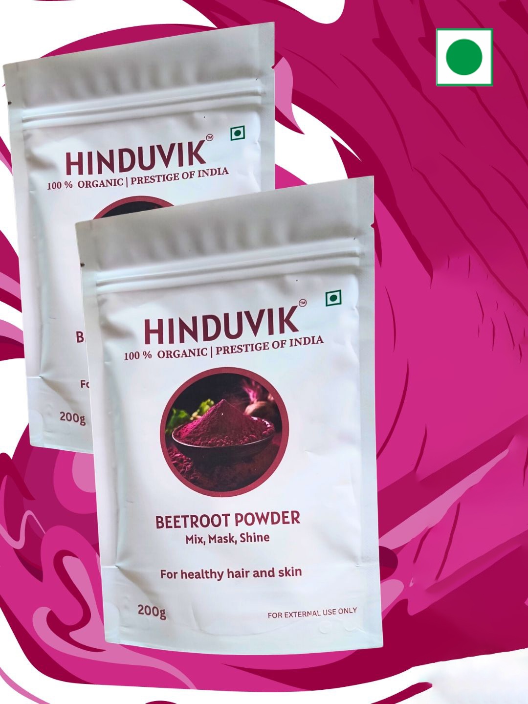 

HINDUVIK Set Of 2 Natural Beetroot Powder For Hair & Skin - 200 g Each, Yellow