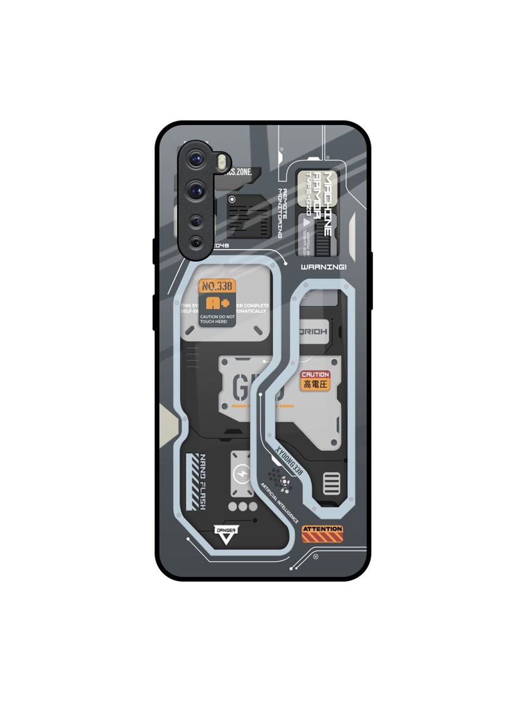 

QRIOH Retro Futuristic Printed OnePlus Nord Back Case, Grey