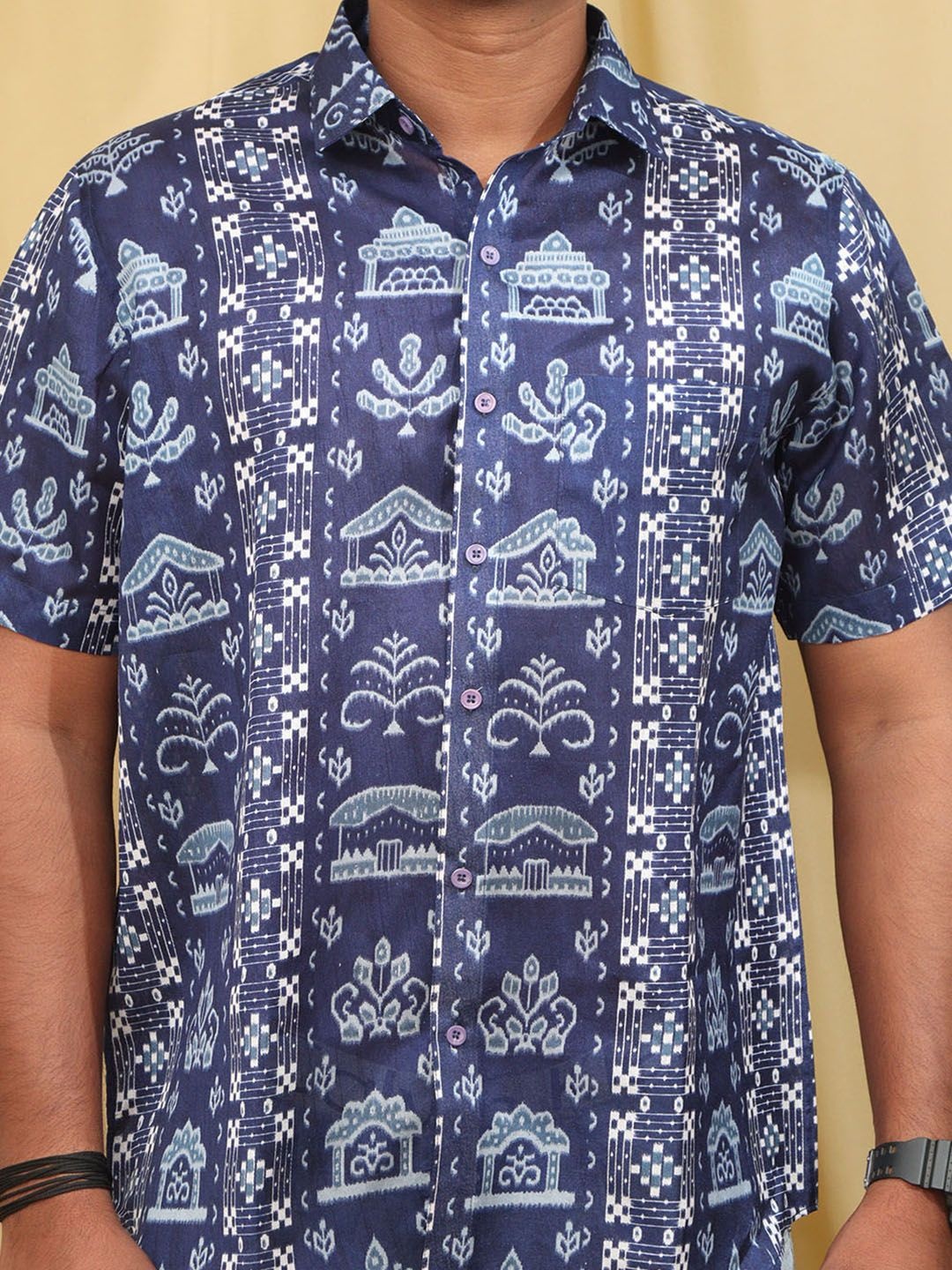 

Luxurionworld Men Modern Semi Sheer Printed Casual Shirt, Blue