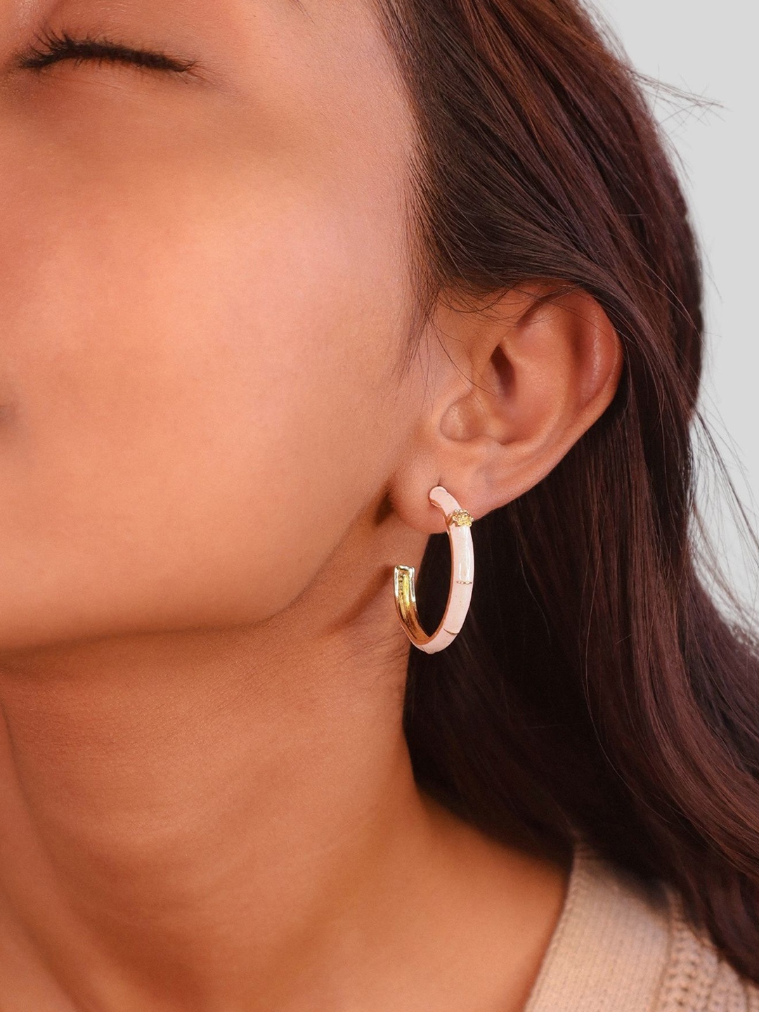 

House of Pehr Brass Circular Hoop Earrings, White