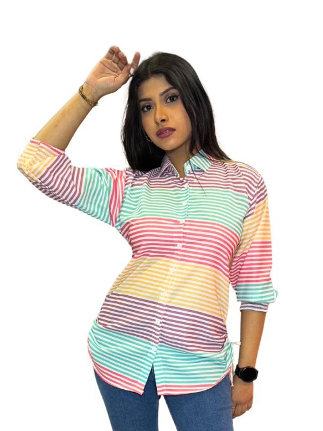 

JAC INDIAN Women Multi Stripes Opaque Striped Casual Shirt