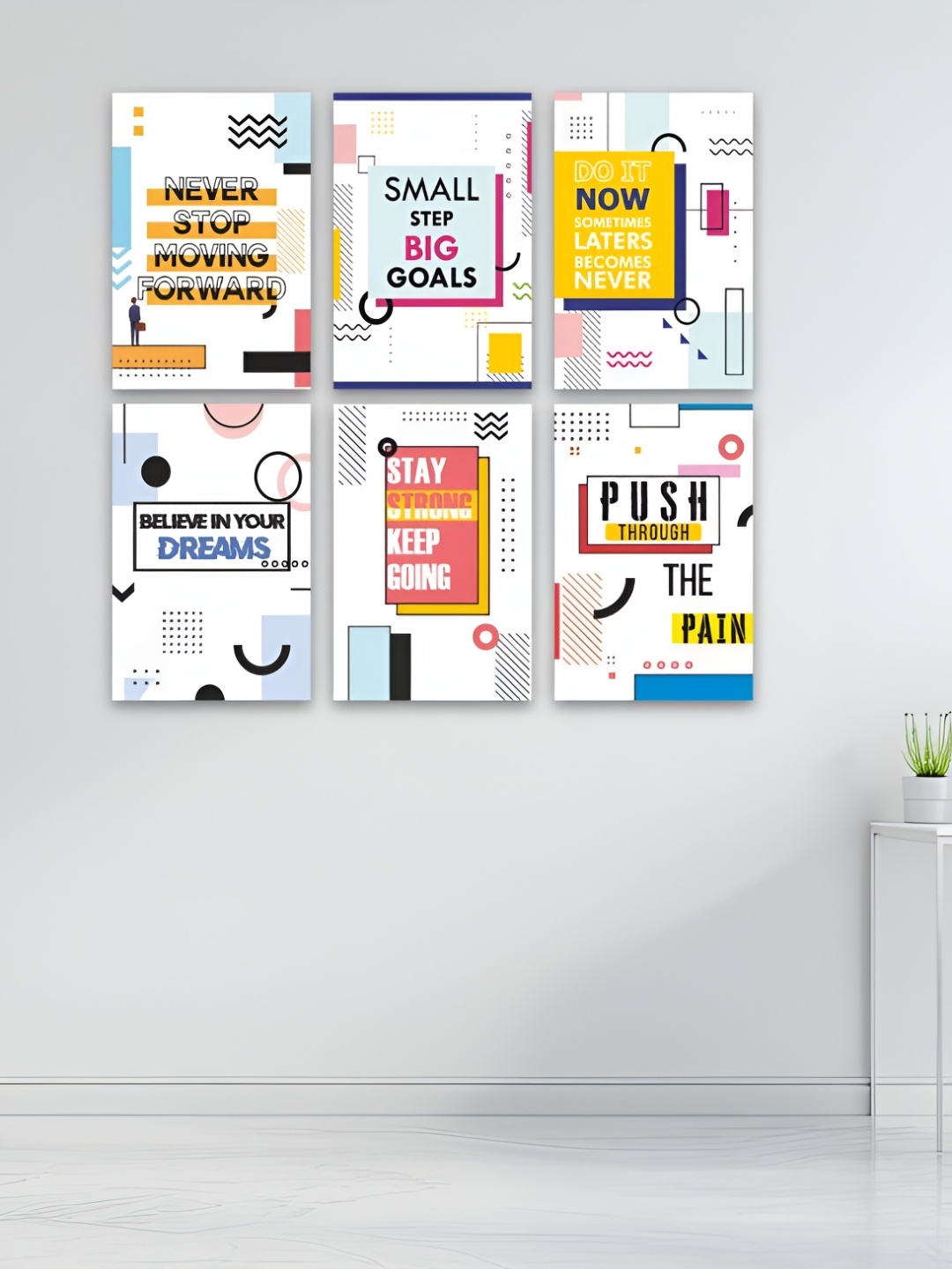 

CVANU White And Blue 6 Pieces Printed Paper Wall Poster