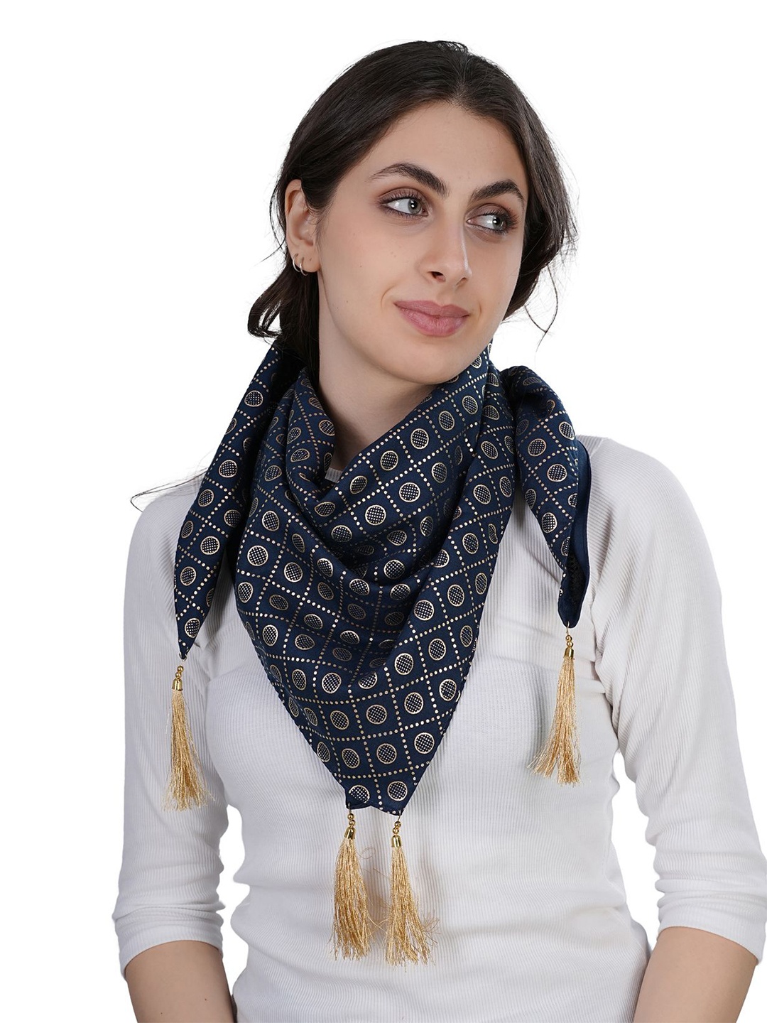 

TEEMOODS Women Printed Scarf, Navy blue