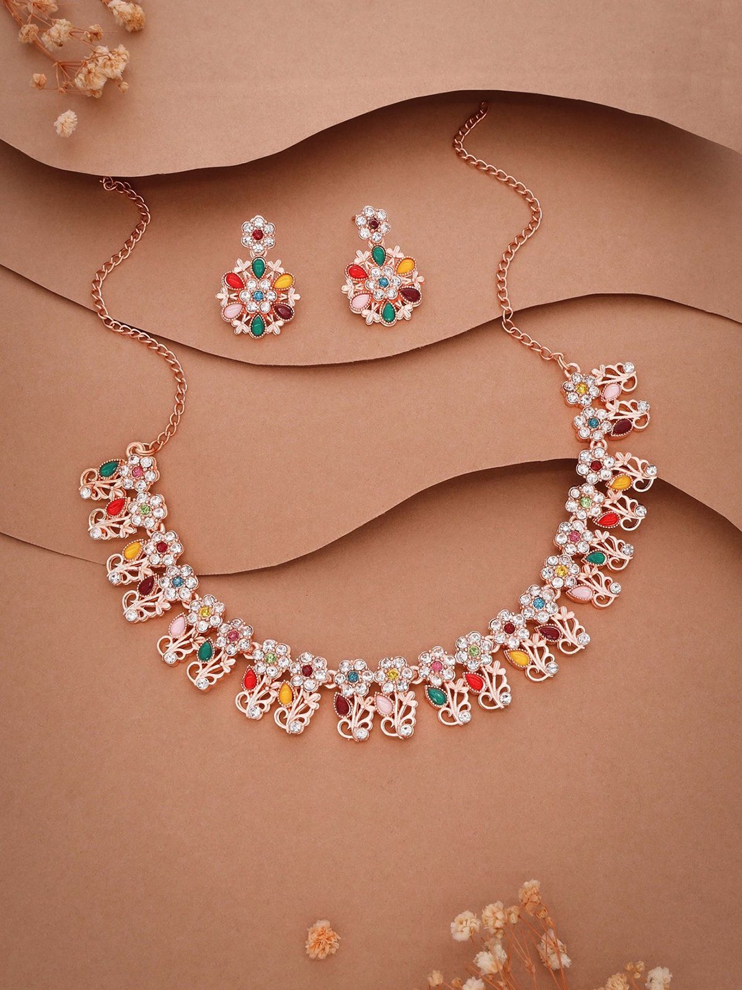

Lyriss Gold-Plated American Diamond Studded Necklace And Earrings