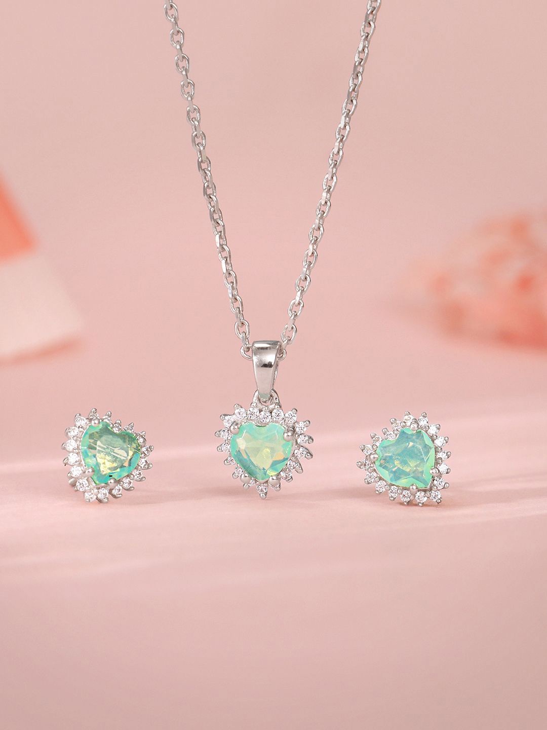 

GIVA 925 Sterling Silver Rhodium Plated Cubic Zirconia Studded Perfect Heart Set