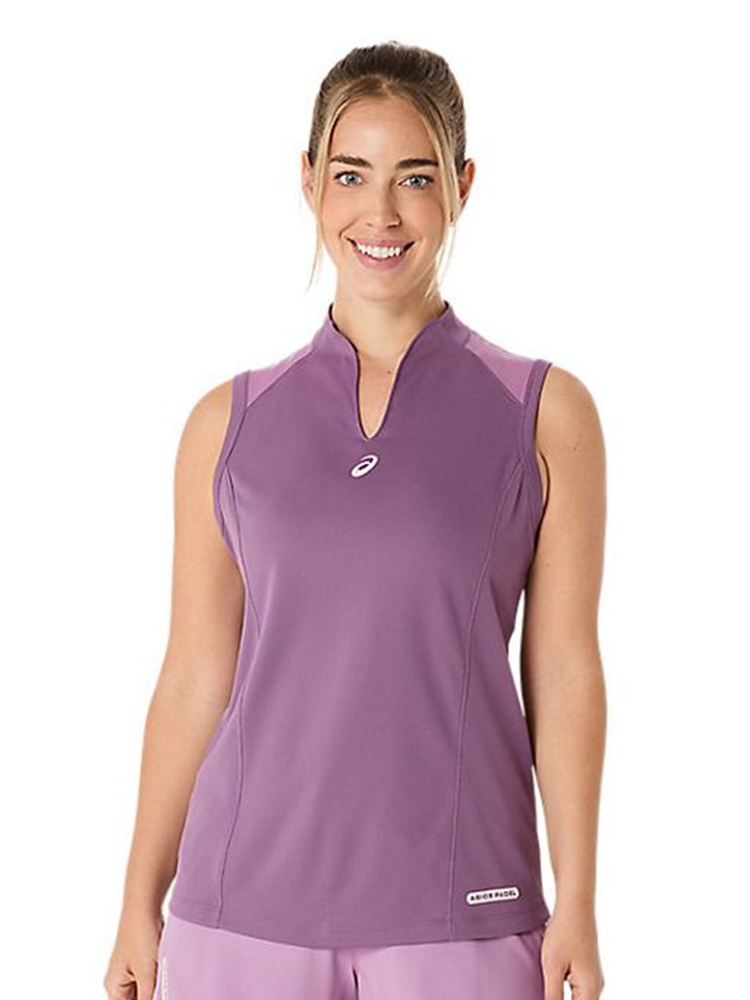

ASICS Women Solid High Neck Tennis Sports T-shirt, Lavender