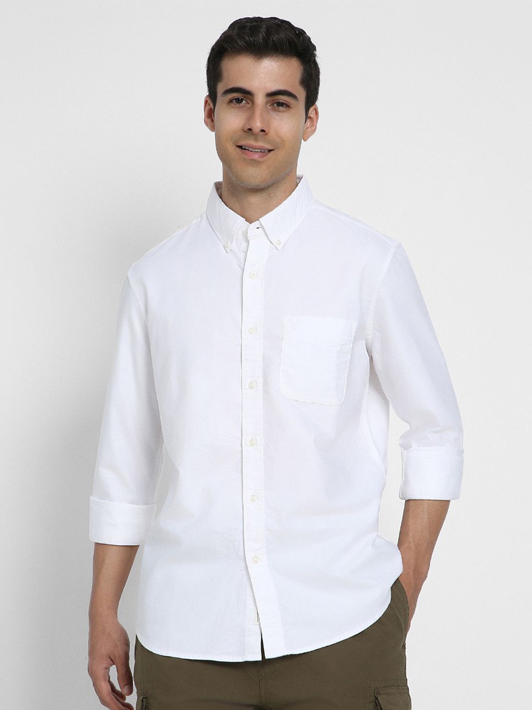 

AMERICAN EAGLE OUTFITTERS Men Slim Fit Opaque Casual Shirt, White