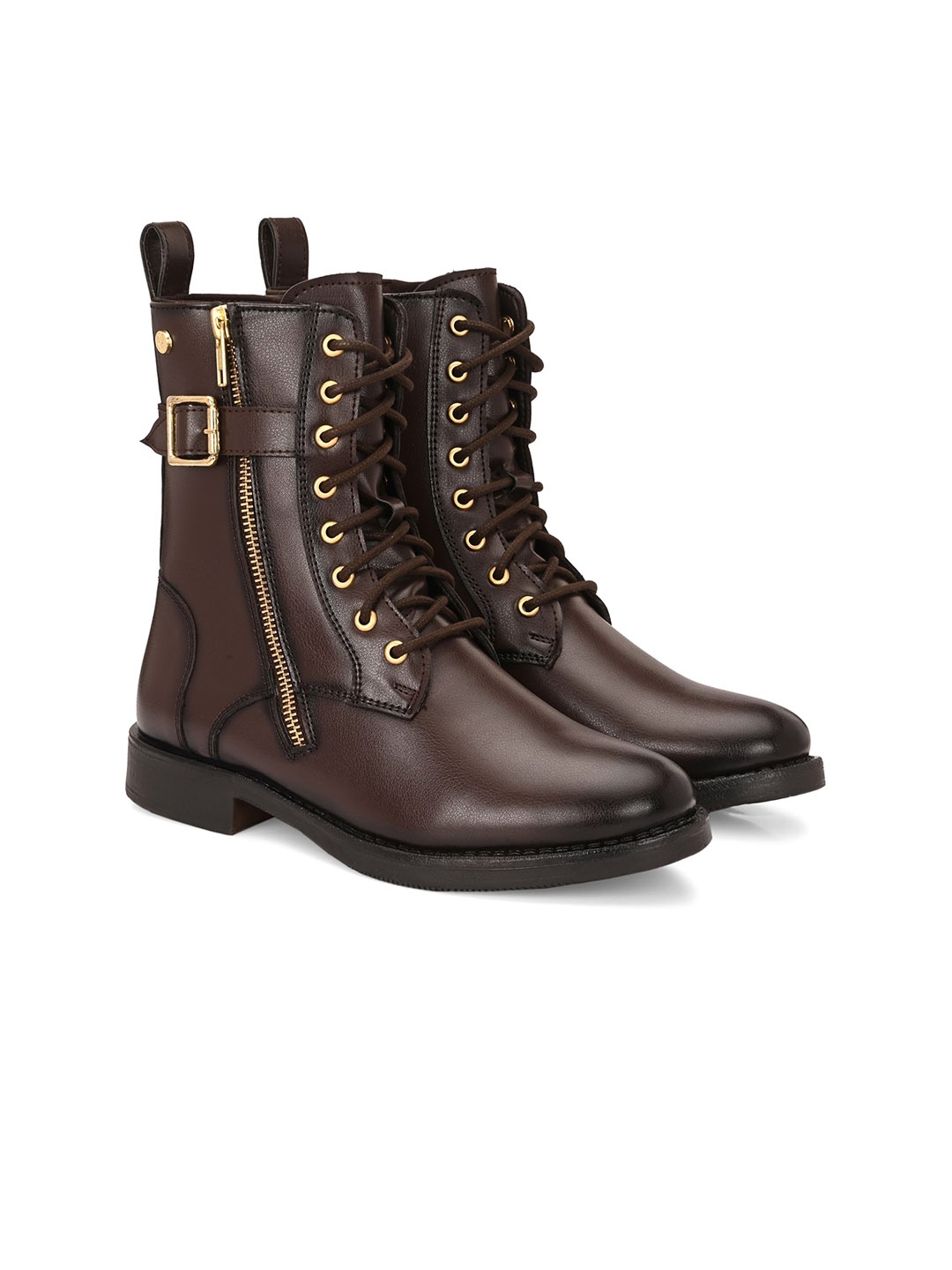

Delize Women Casual Block-Heeled Ankle Lace Up Boots, Brown